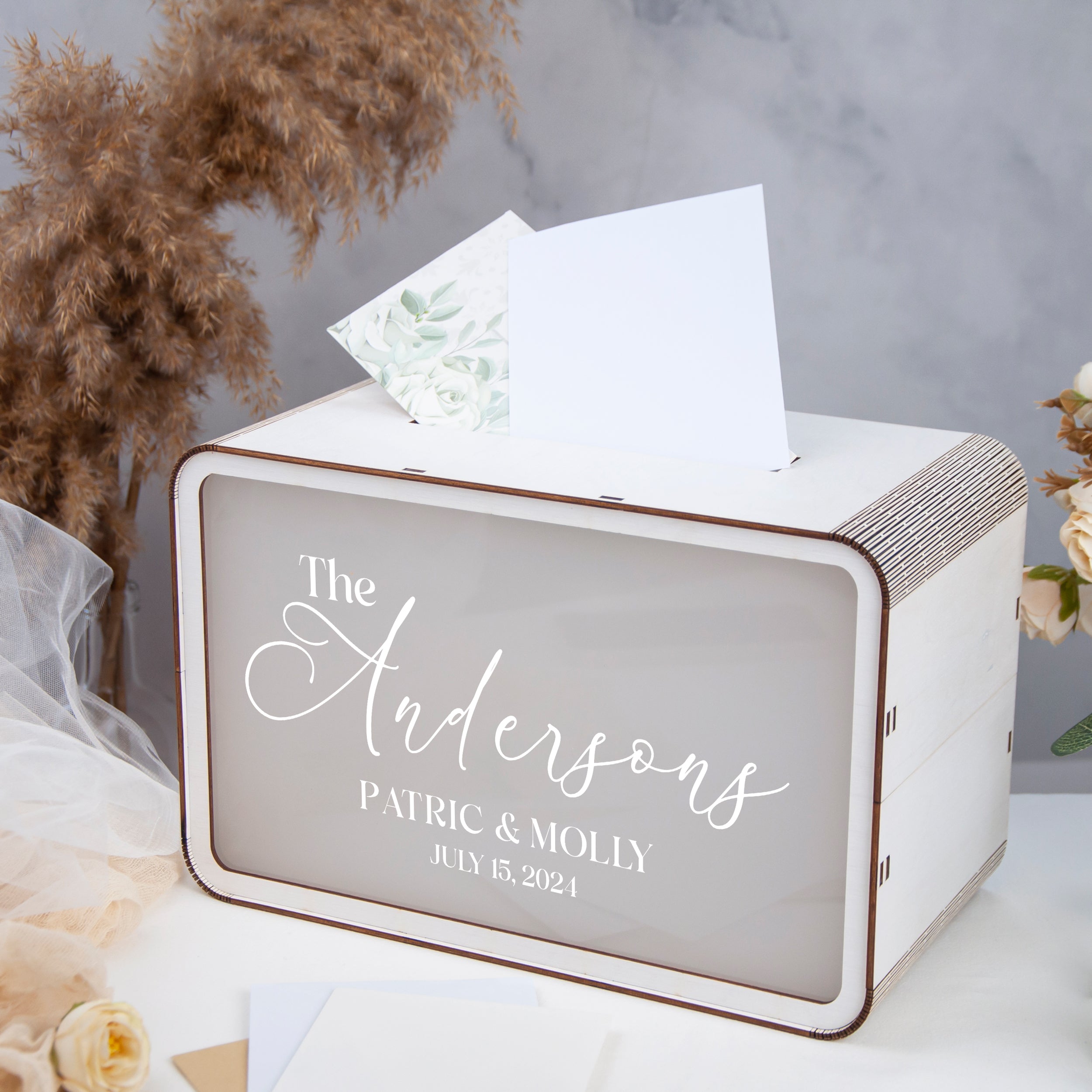 Acrylic Card Box for Wedding Ceremony -  Elegant Envelope Box