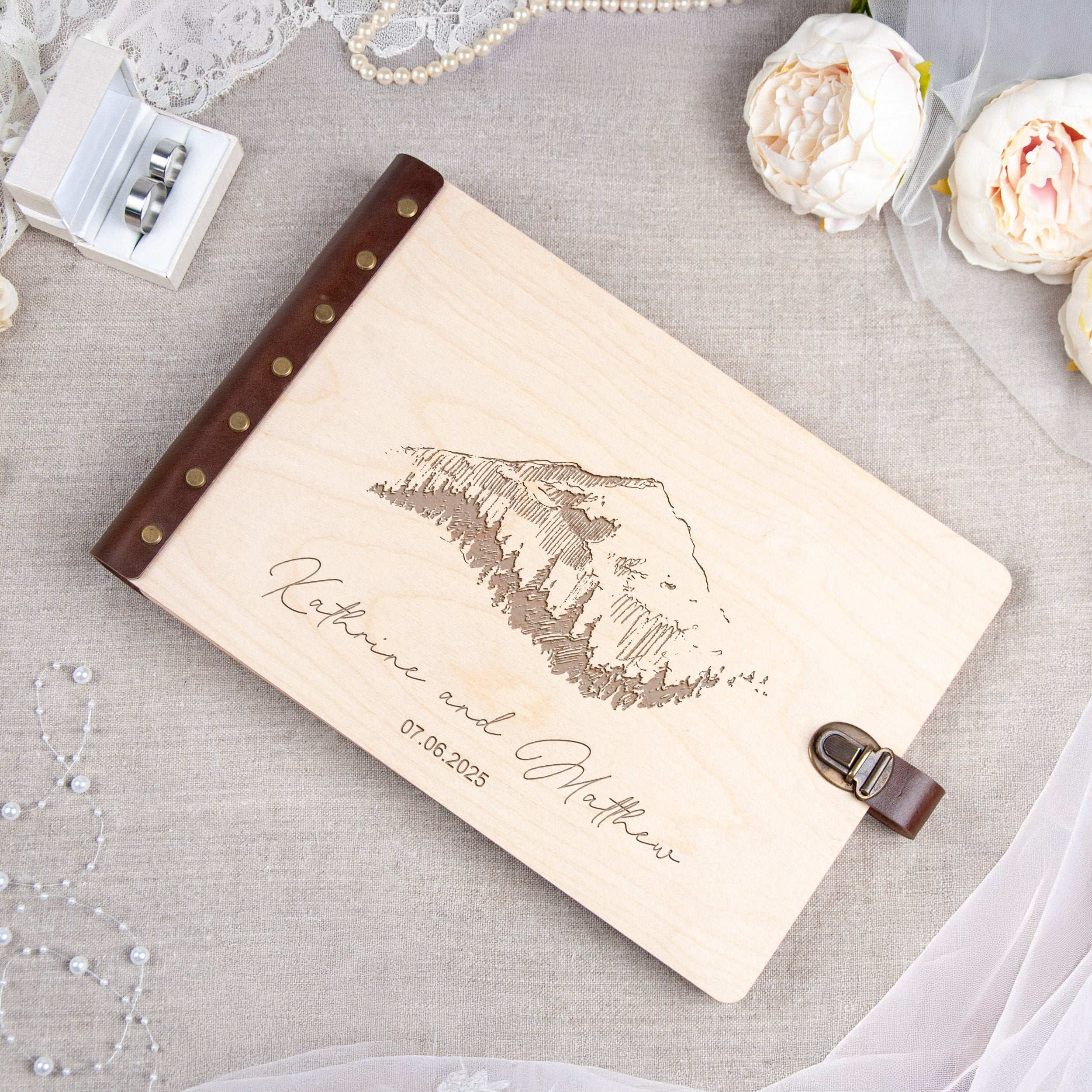 Mountains Wedding Guest Book - Rustic Wedding Decor