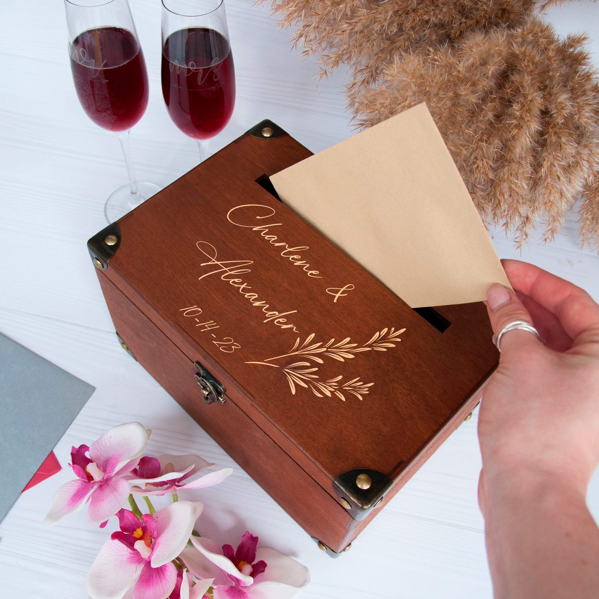 Wedding Card Box with Lock - Engagement Gift for Couple