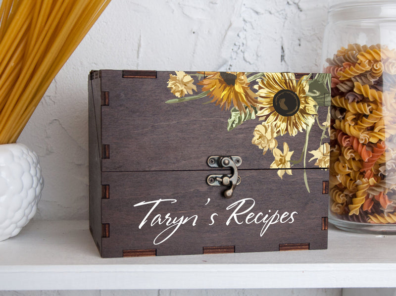 Sunflowers Recipe Card Box - Christmas Gift for Daughter from Mom