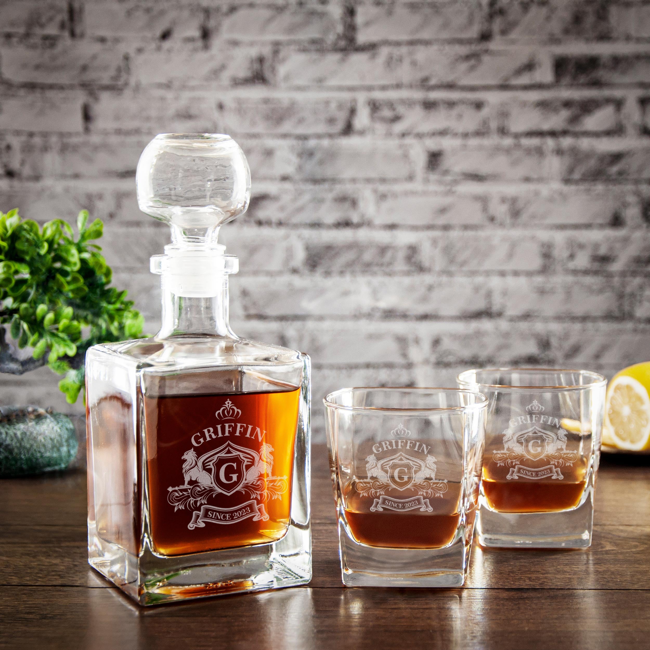 Personalized Whiskey Decanter Set - Mens Birthday Gift