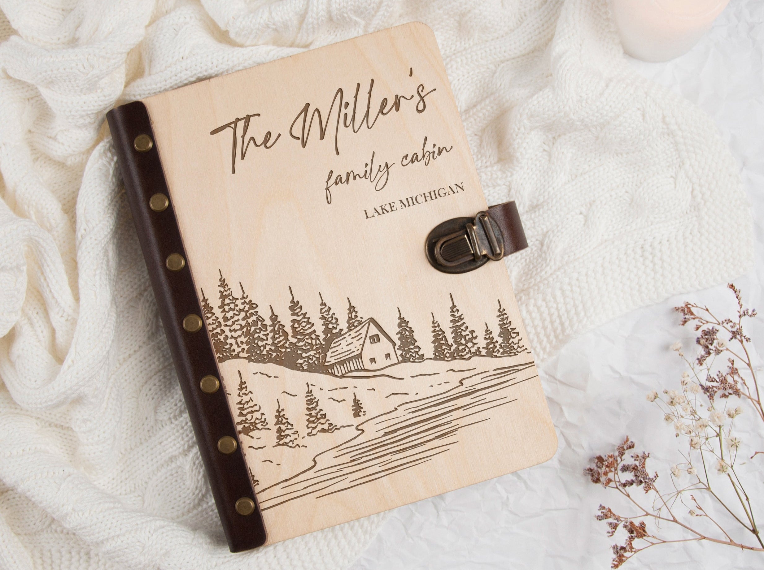 AirBnB Guest Book - Custom Wooden Cabin Guest Book