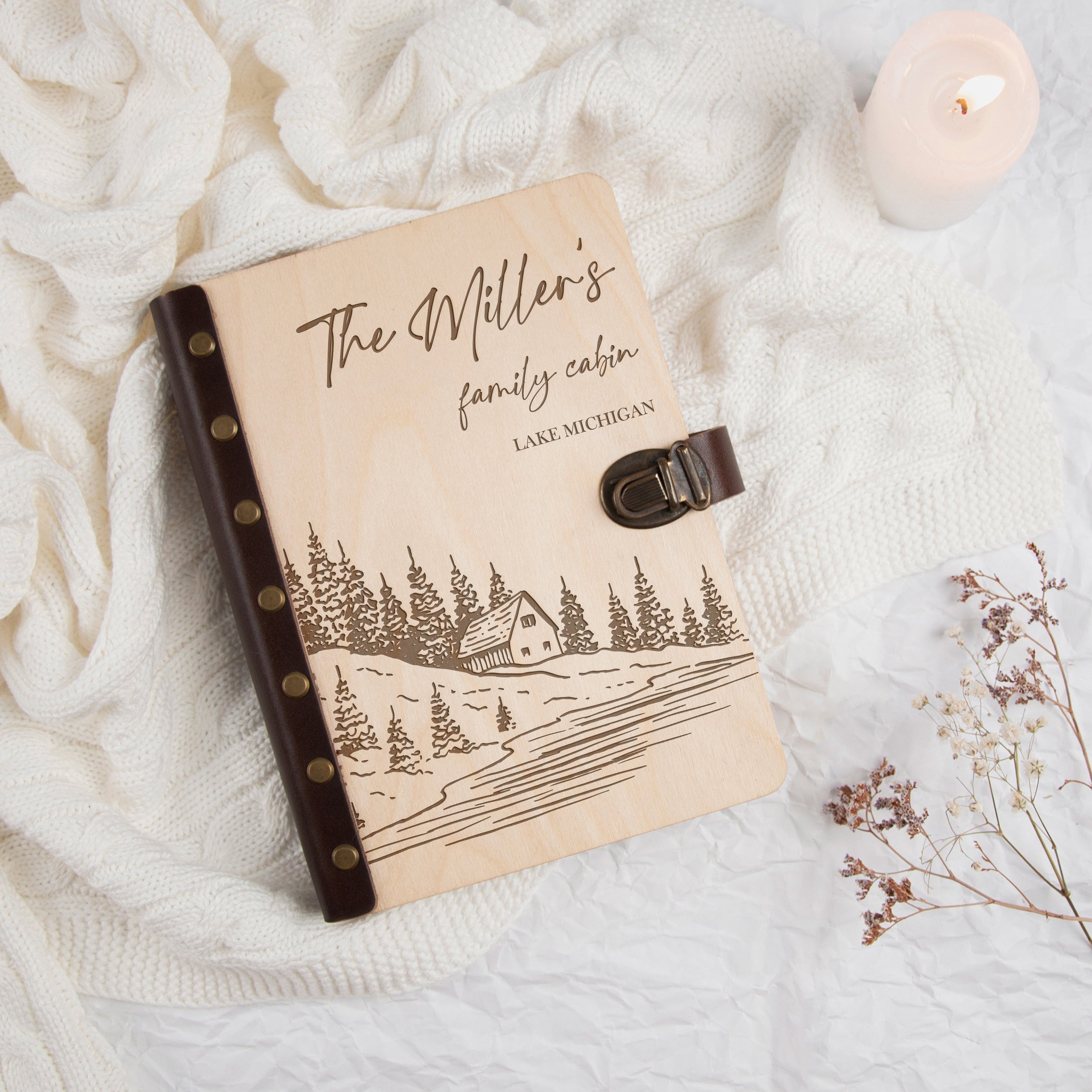 AirBnB Guest Book - Custom Wooden Cabin Guest Book