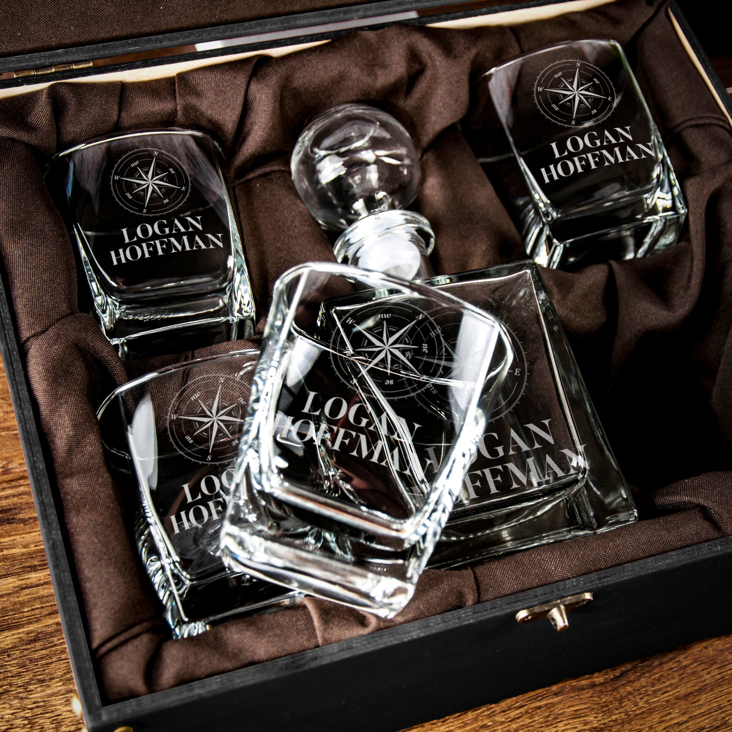 Personalized Anniversary Gift for Husband - Engraved Decanter Set for Him