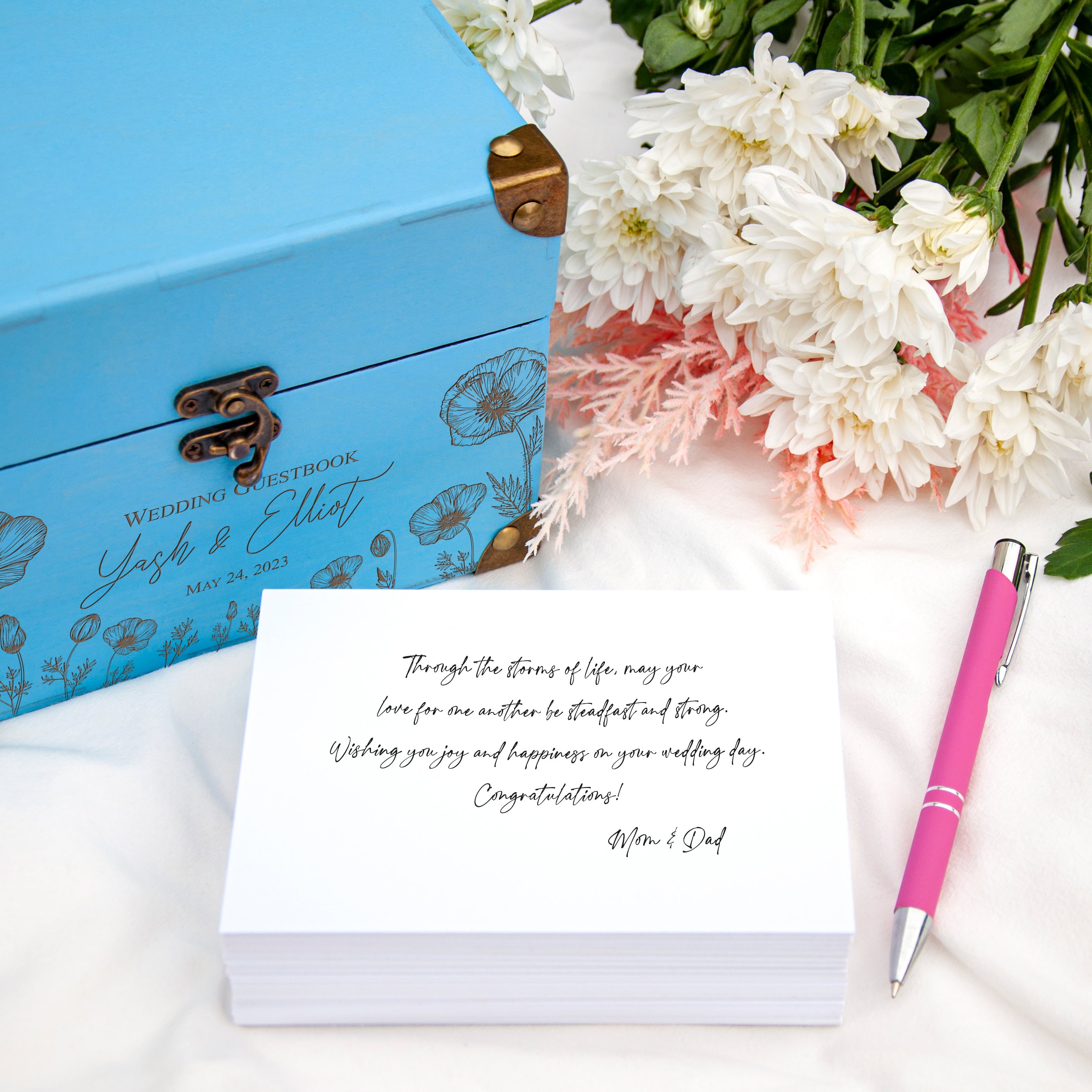 Personalized Guest Book Alternative Floral - Unique Wedding Guestbook with Advice