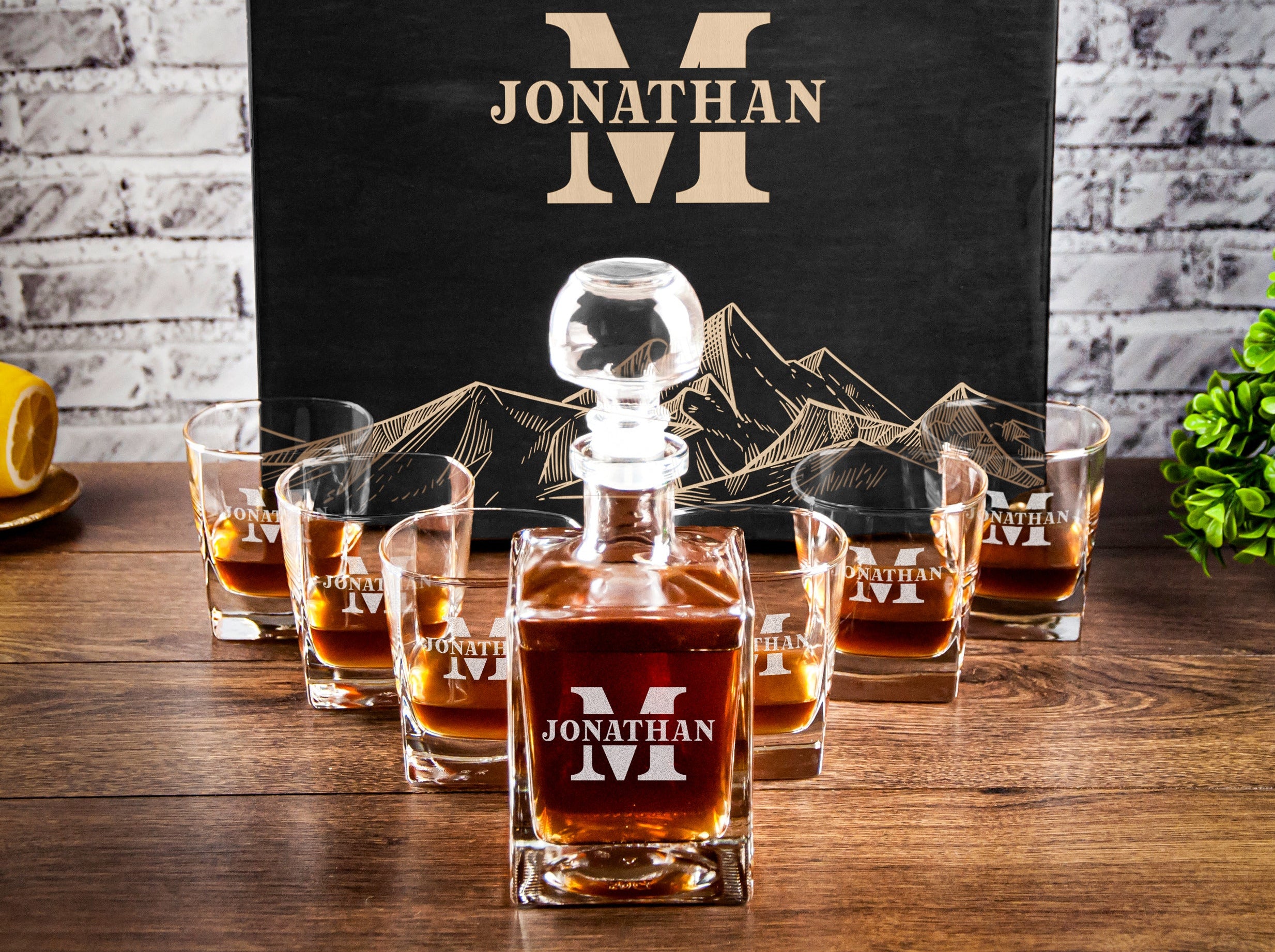 Engraved Whiskey Decanter Set - Retirement Gift for Boss