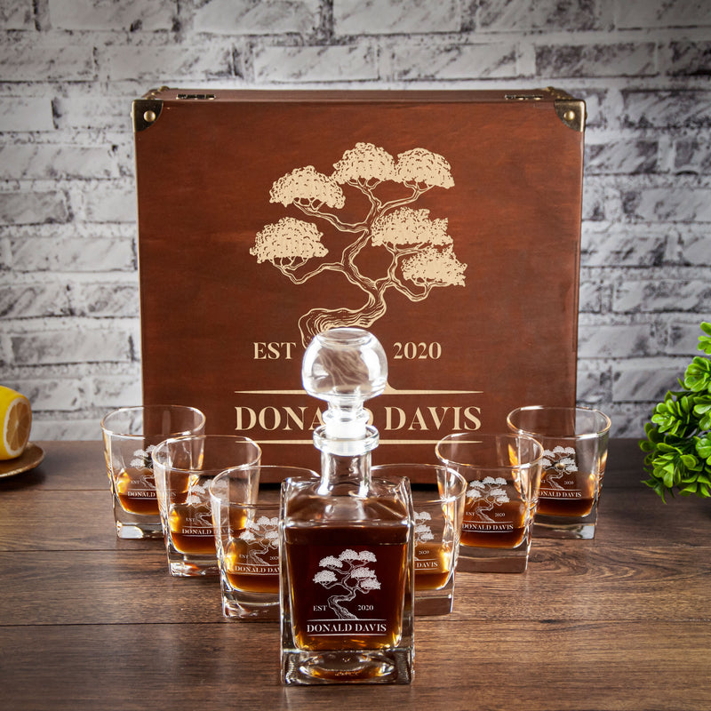 Personalized Whiskey Set Decanter & Glasses - Christmas Gift for Husband