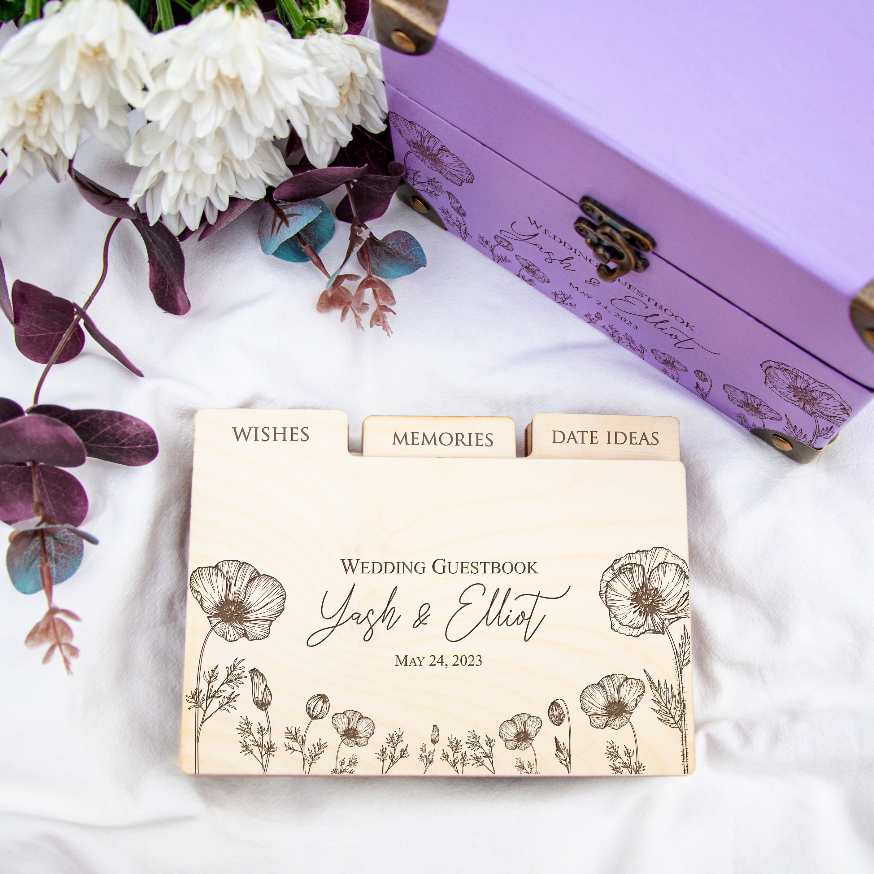 Personalized Guest Book Alternative Floral - Unique Wedding Guestbook with Advice