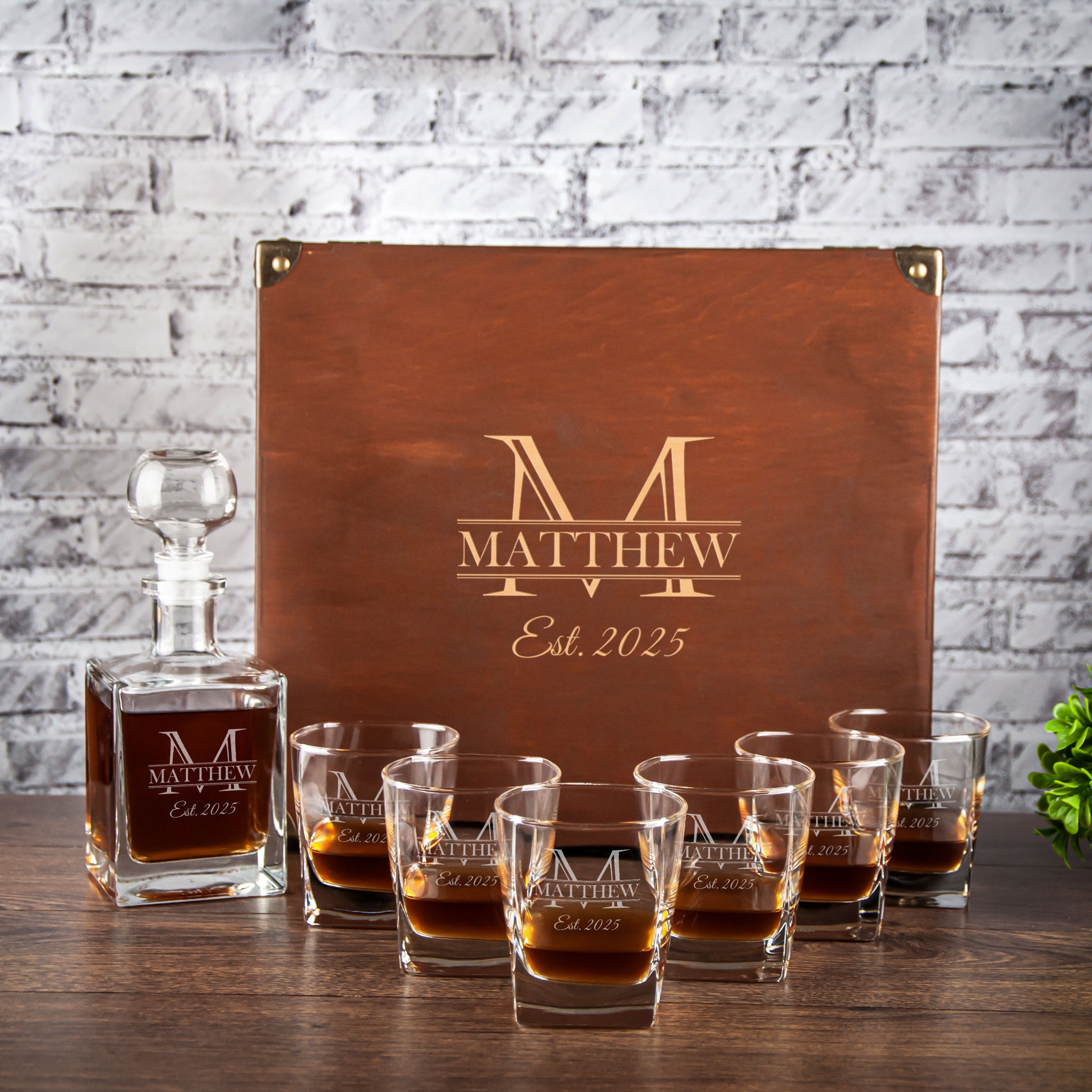Personalized Gift for Dad - Whiskey Decanter Set for Groomsmen