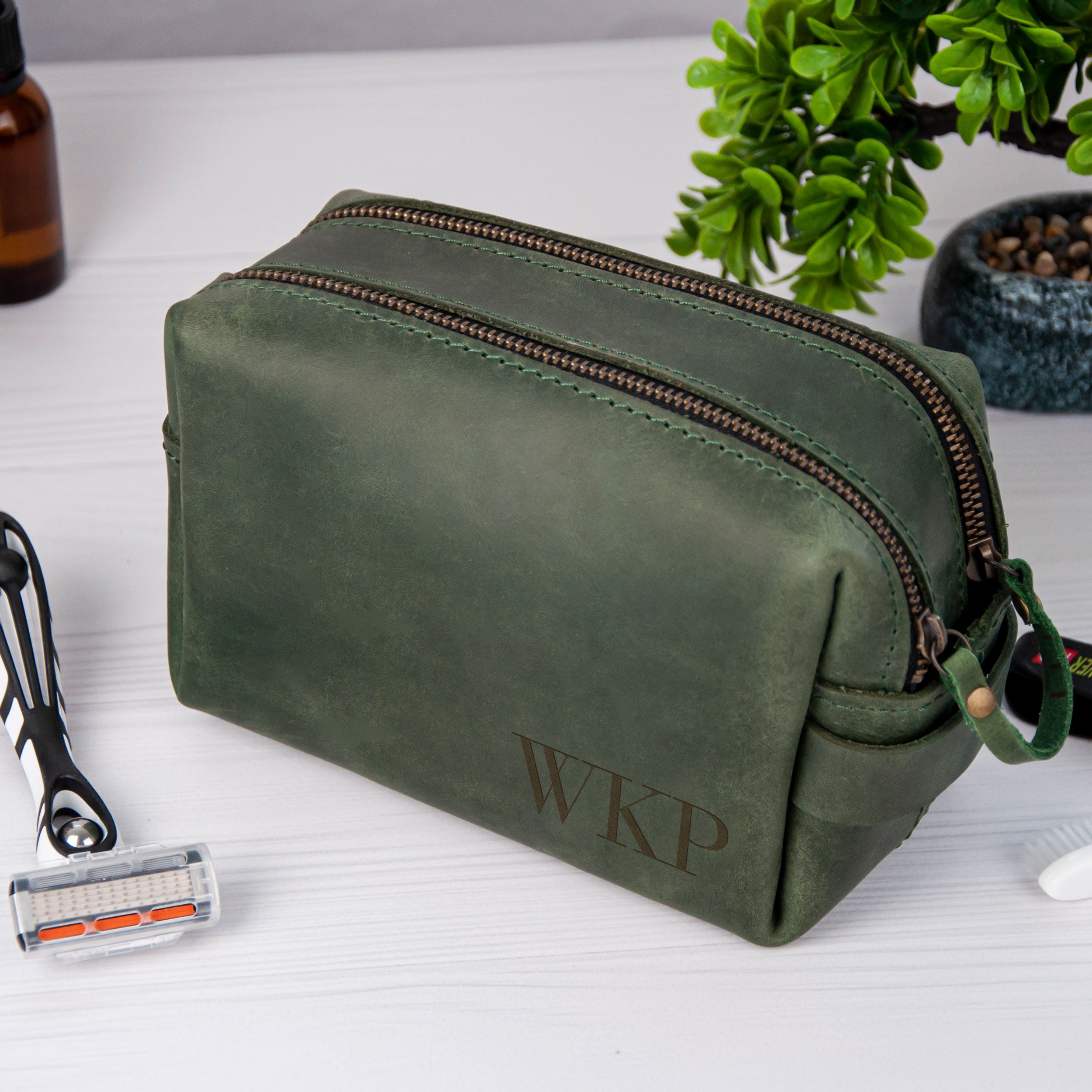 Custom Men’s Leather Dopp Kit – Groomsmen Gift or Travel Bag