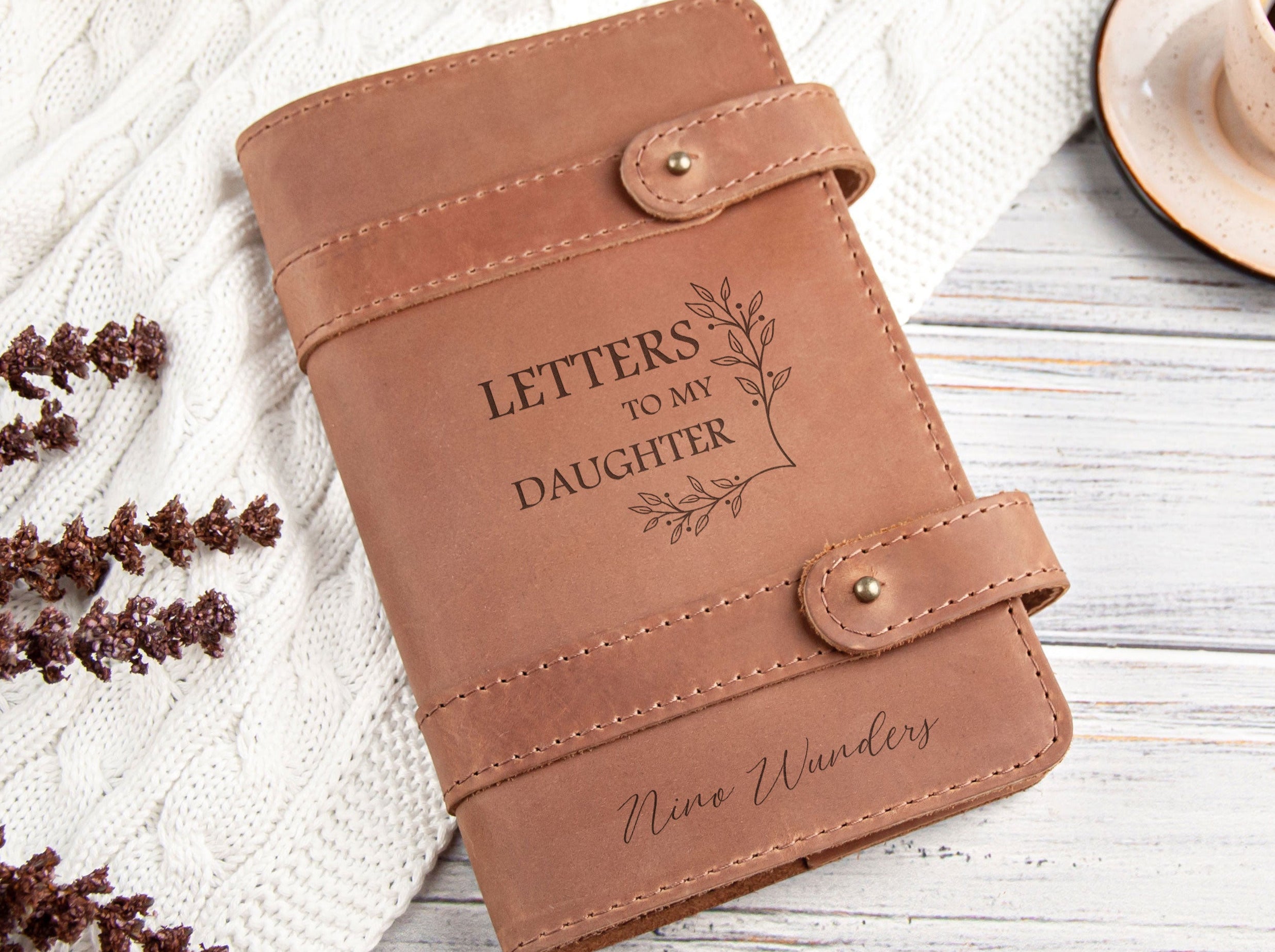 Bridal Shower Gift for Bride to Be - Engraved Leather Journal Notebook