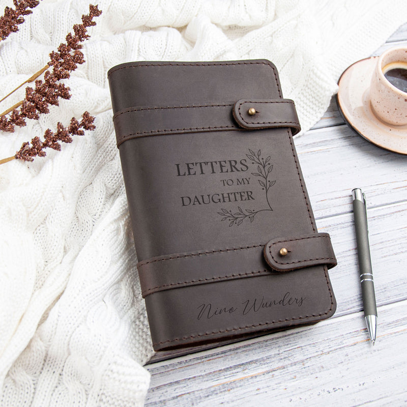 Bridal Shower Gift for Bride to Be - Engraved Leather Journal Notebook