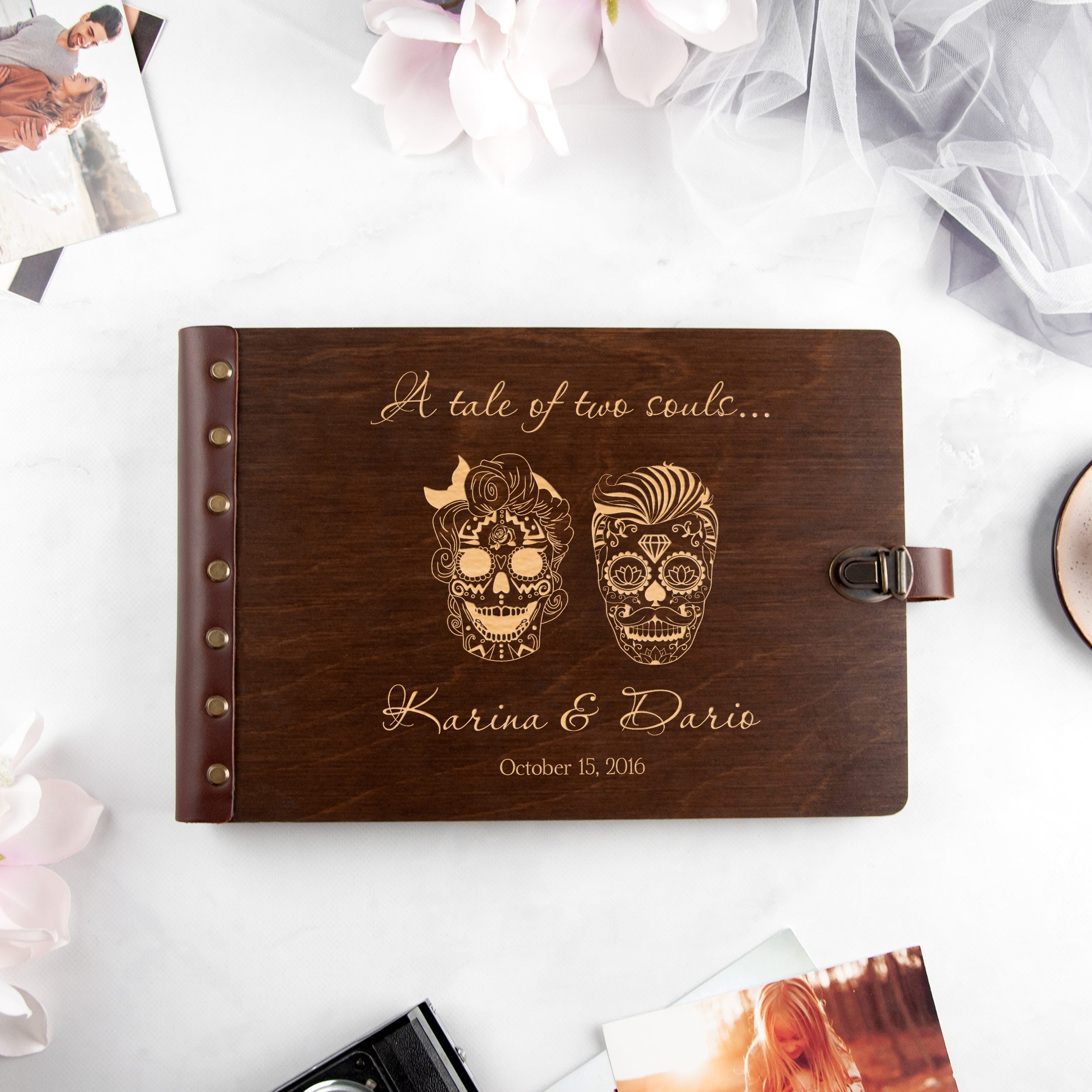Halloween Wedding Photo Album - Personalized Sugar Skull Wedding Album