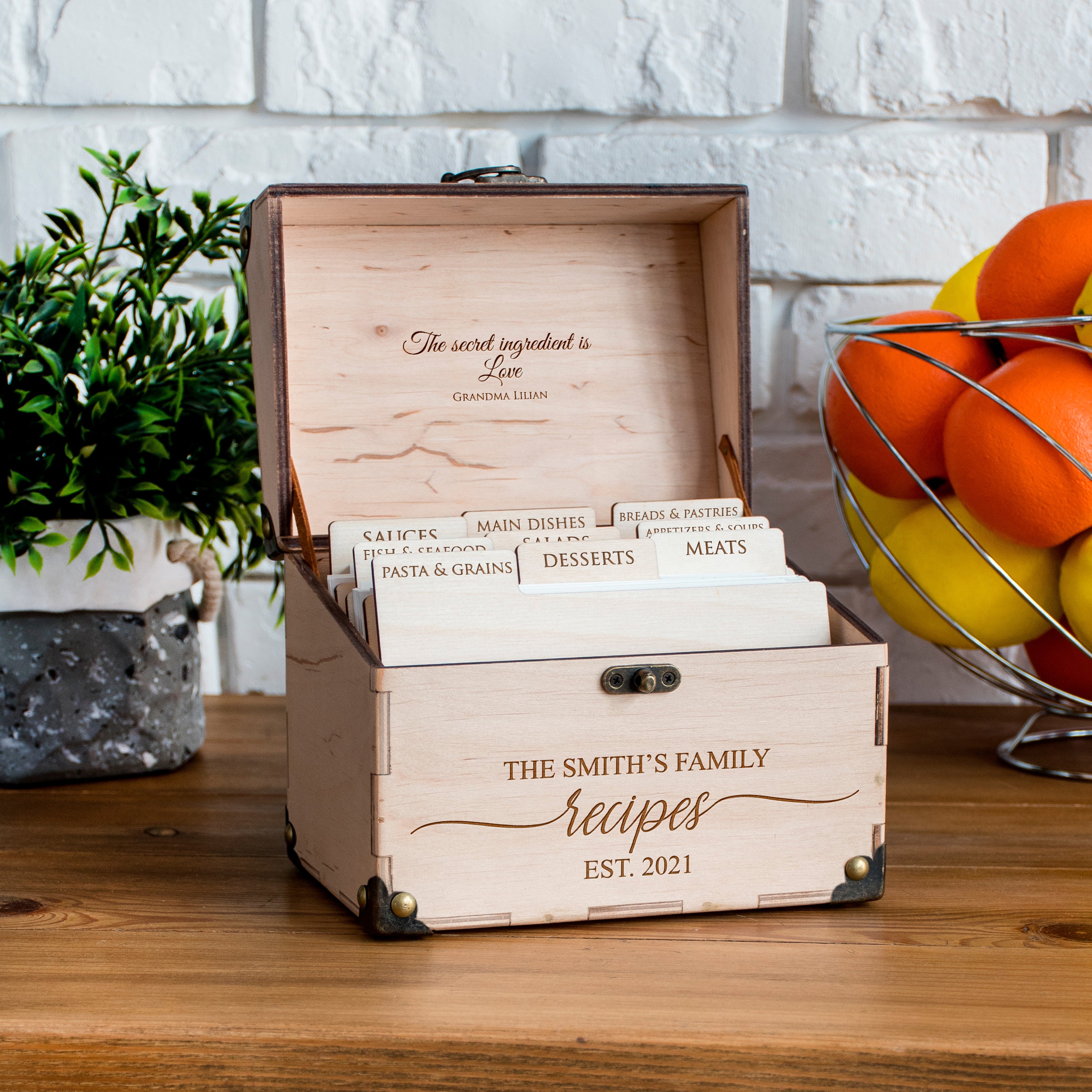 Wooden Recipe Card Box - Mothers Day Gift for Daughter