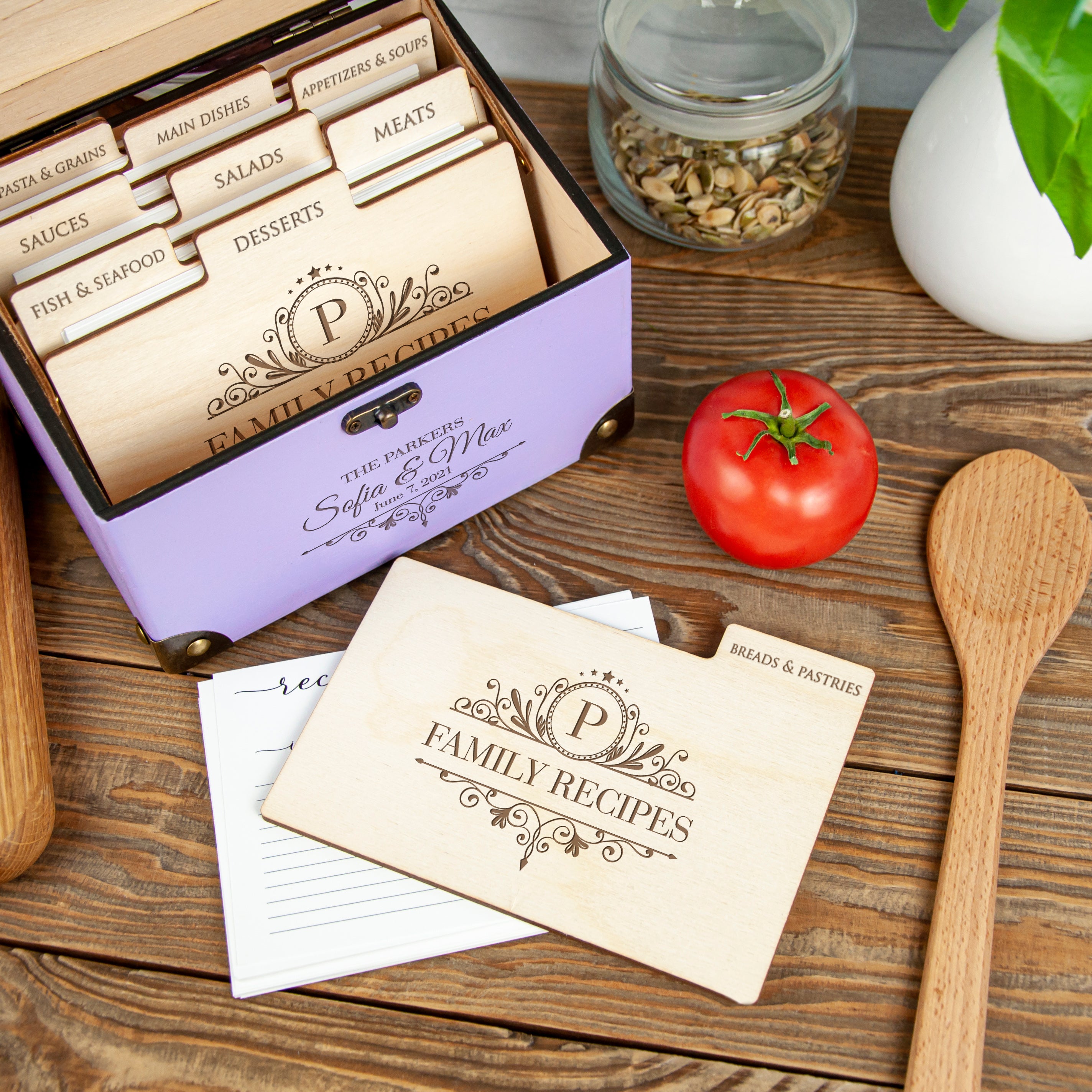 Recipe Box for Bridal Shower - Customized Recipe Box for Daughter on Wedding