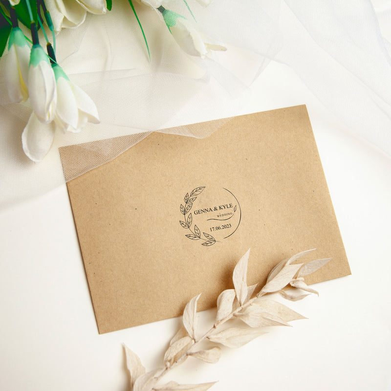 Personalized Wedding Envelope Stamp with Flowers