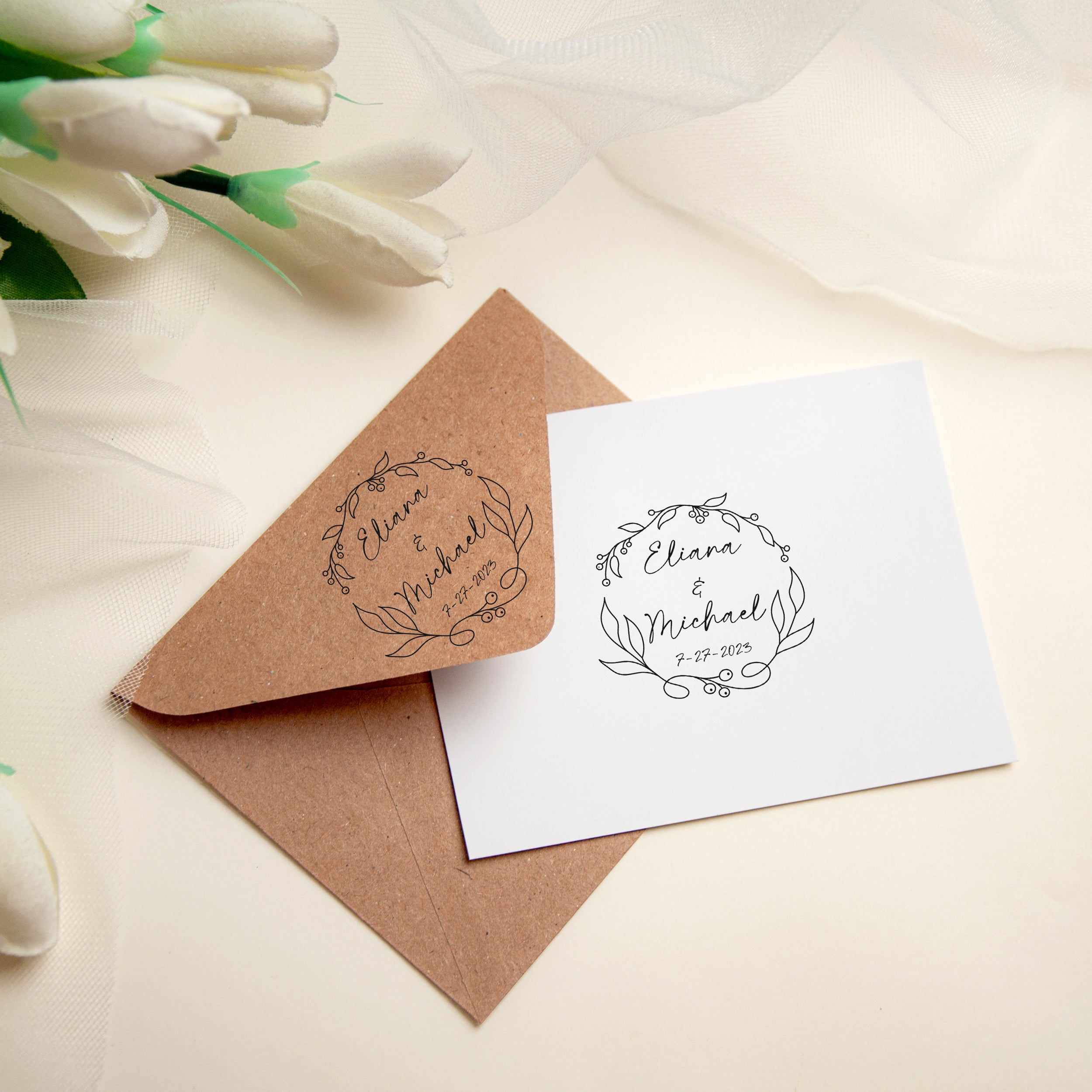 Wedding Monogram Stamp - Custom Ink Stamps