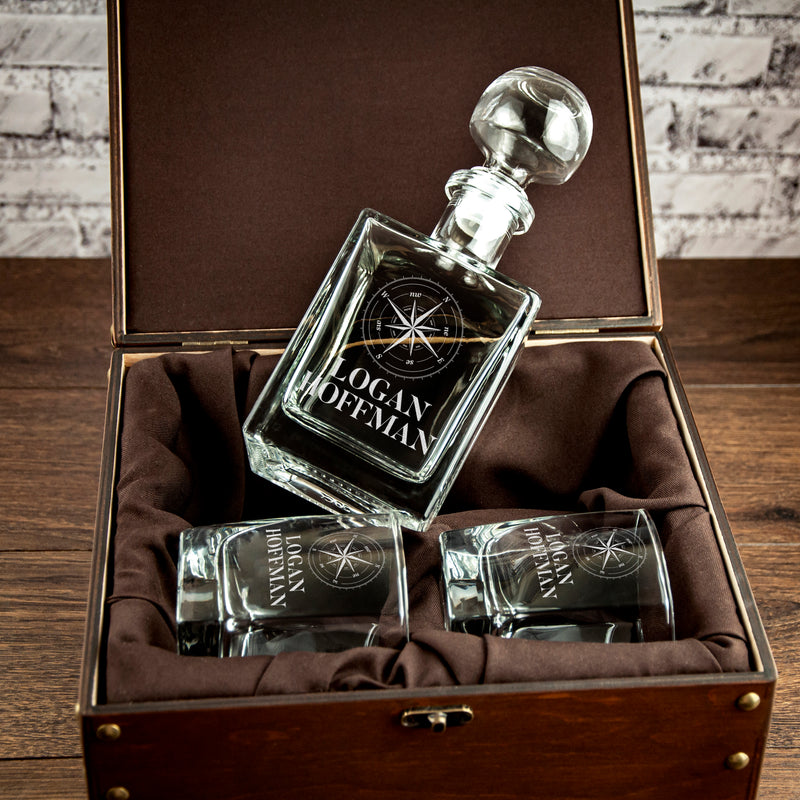 Personalized Anniversary Gift for Husband - Engraved Decanter Set for Him