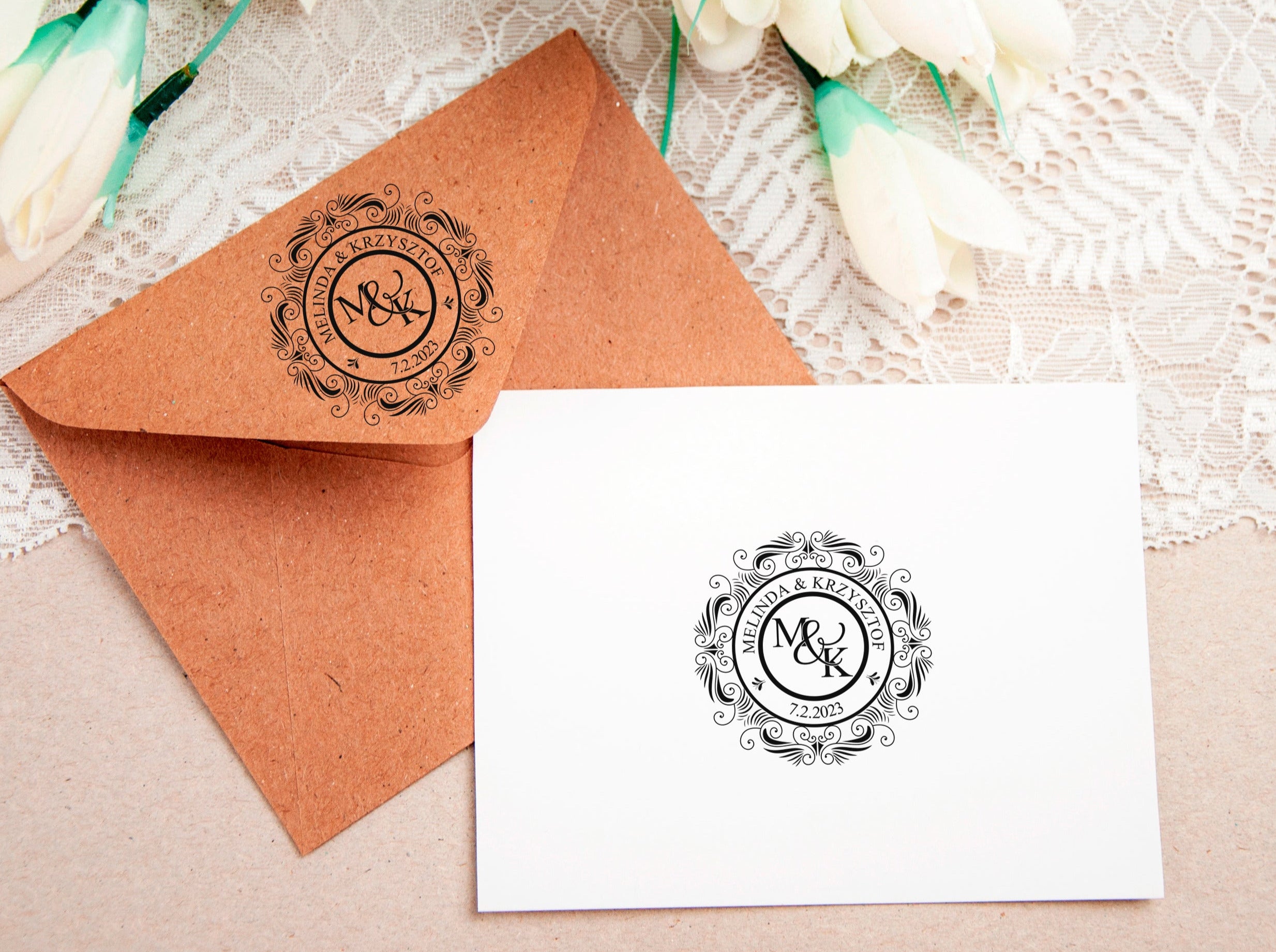 Custom Stamps for Wedding Invites with Monogram