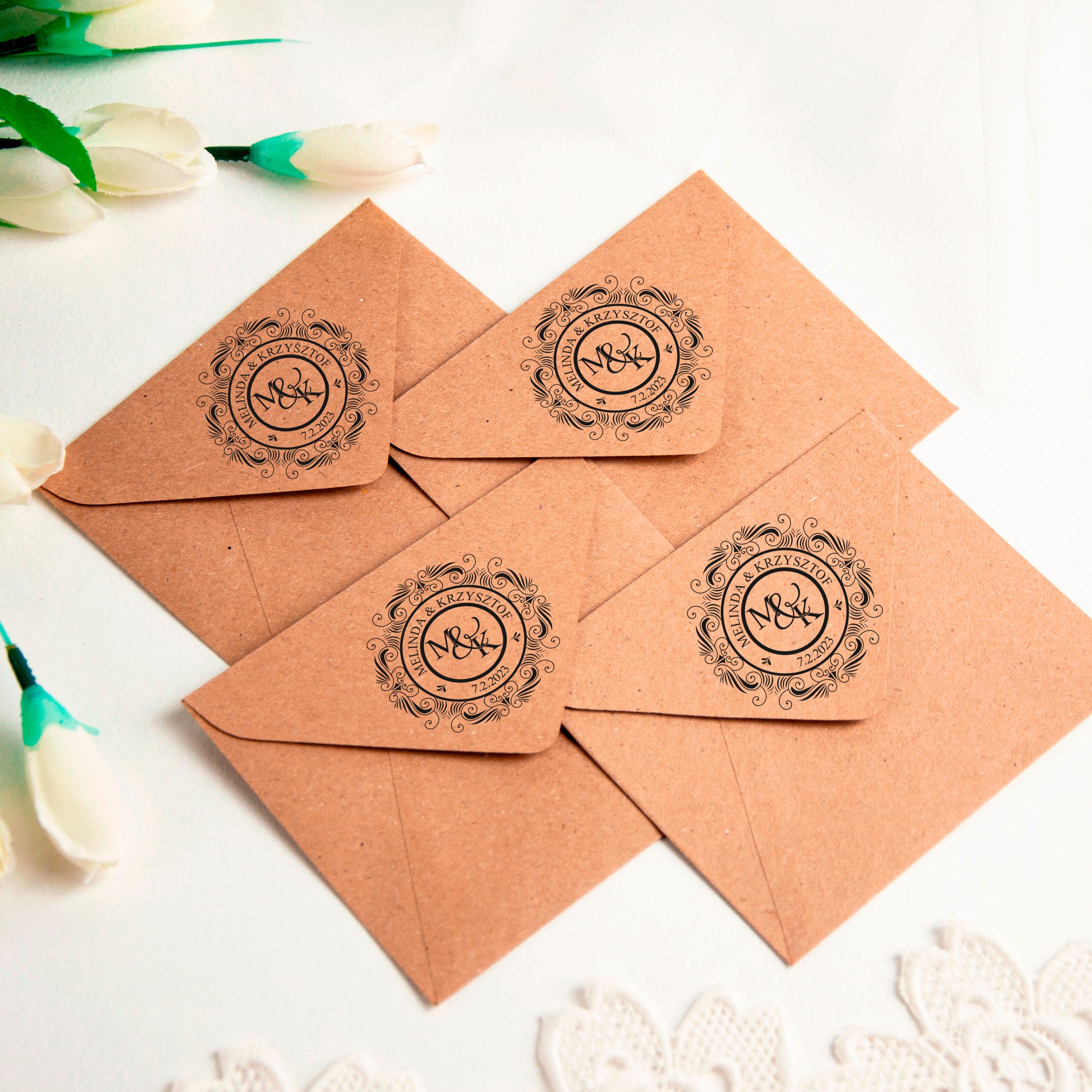 Custom Stamps for Wedding Invites with Monogram