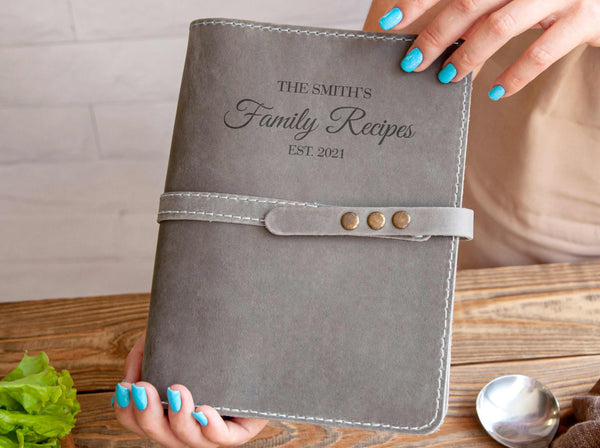 Custom Leather Recipe Book - Personalized Wedding Gift for Couple