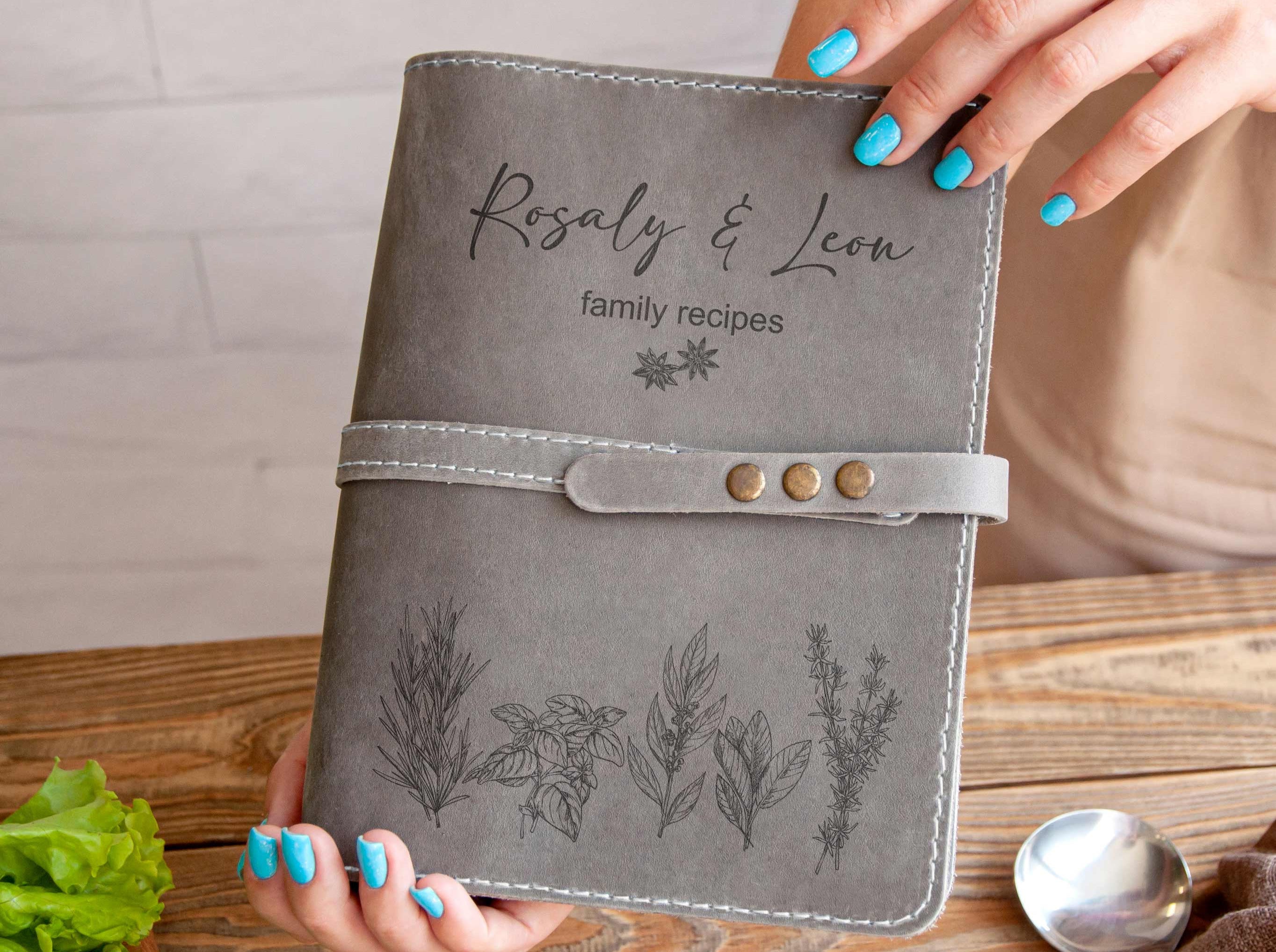 Custom Leather Recipe Book - Bridal Shower Gifts for Future Mrs