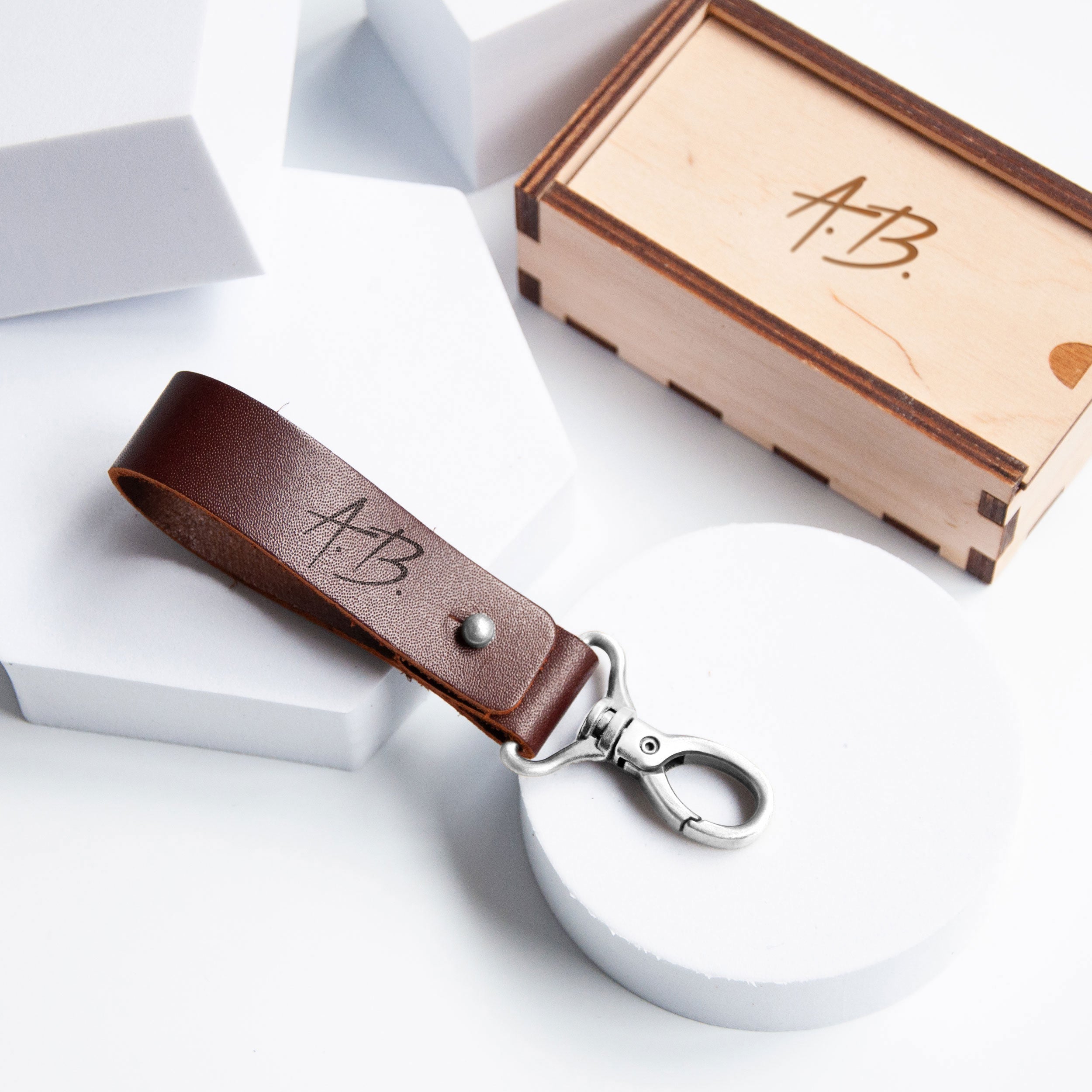 Personalized Custom Leather Keychain - Anniversary Gifts for men