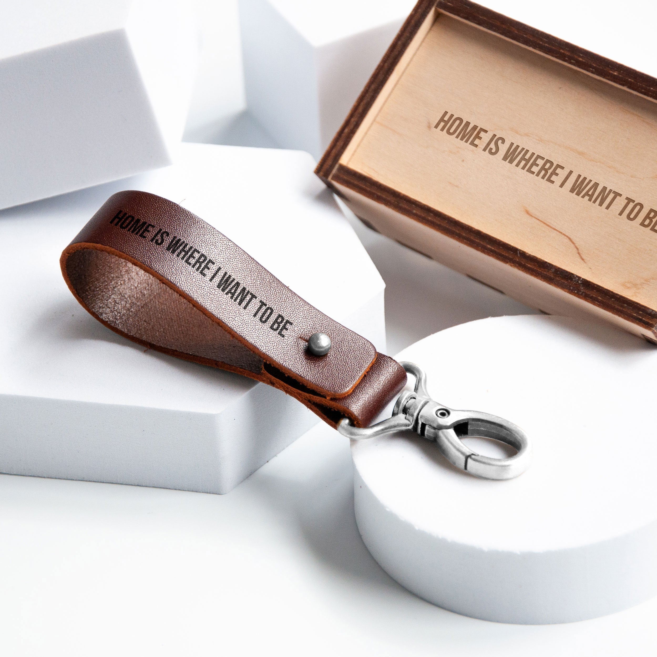 Custom Leather Keychain - Engraved Keychain for Boyfriend