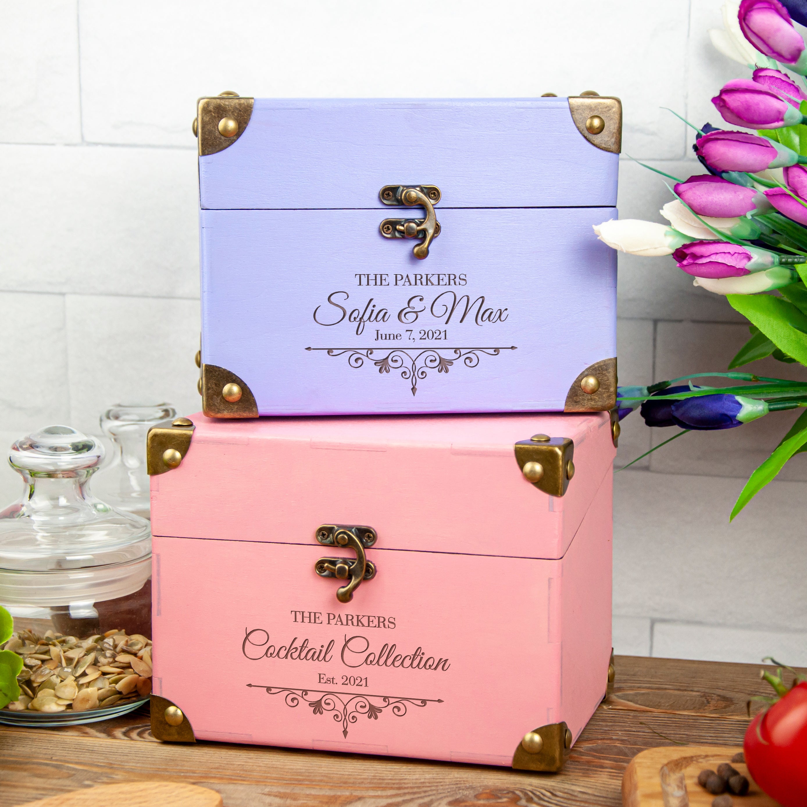 Recipe Box for Bridal Shower - Customized Recipe Box for Daughter on Wedding