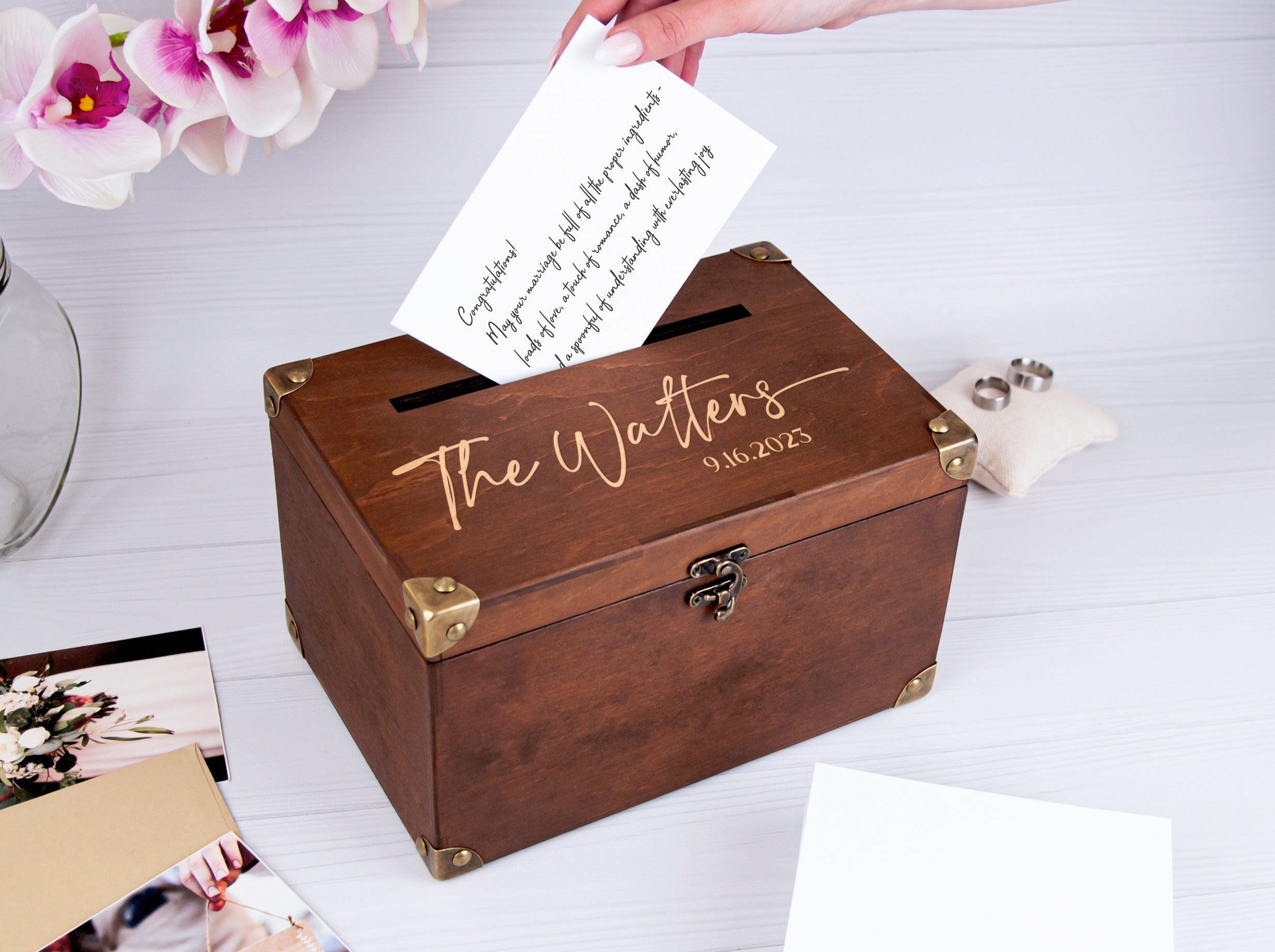 Personalized Card Box - Engagement Gifts for Mr & Mrs