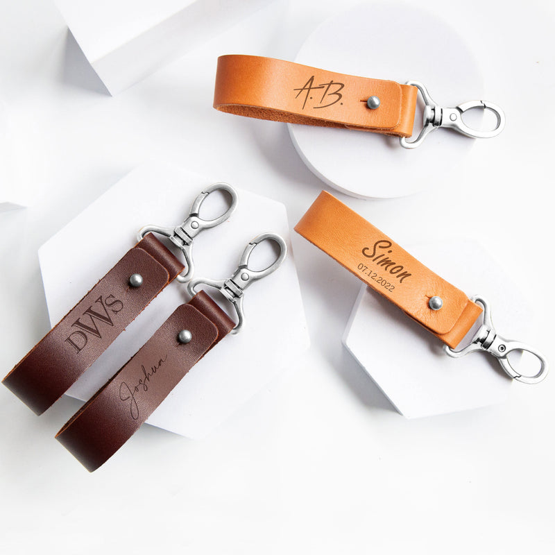 Monogrammed Keychain Leather - Fathers Day Gift from Son
