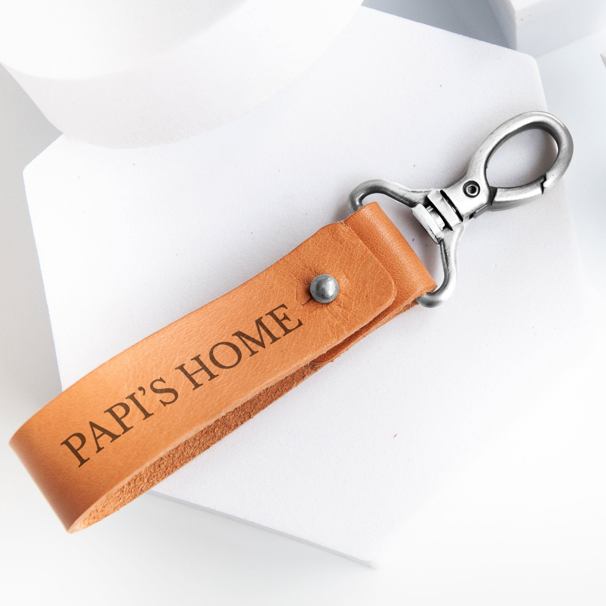 Personalized Gifts for Dad - Custom Leather Keychain