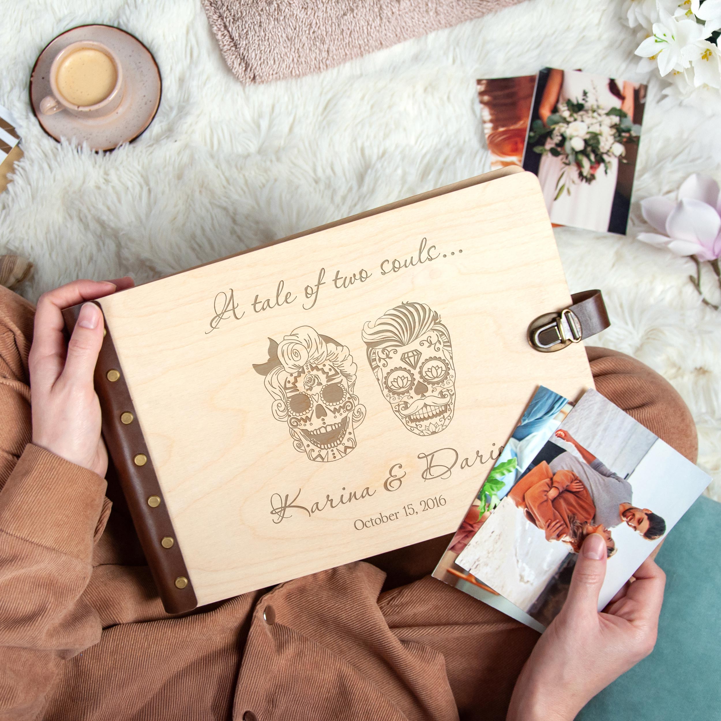 Halloween Wedding Photo Album - Personalized Sugar Skull Wedding Album