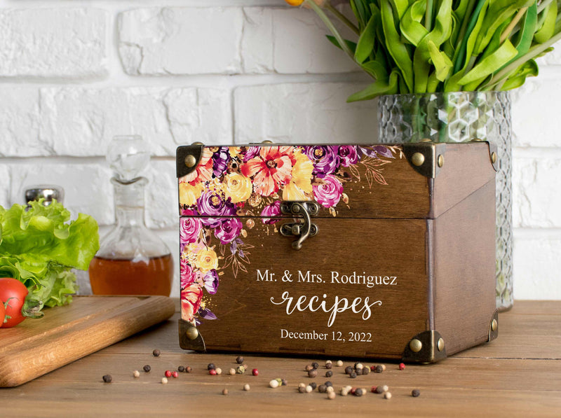 Mr and Mrs Recipe Card Box for Bridal Shower - Family Christmas Gift