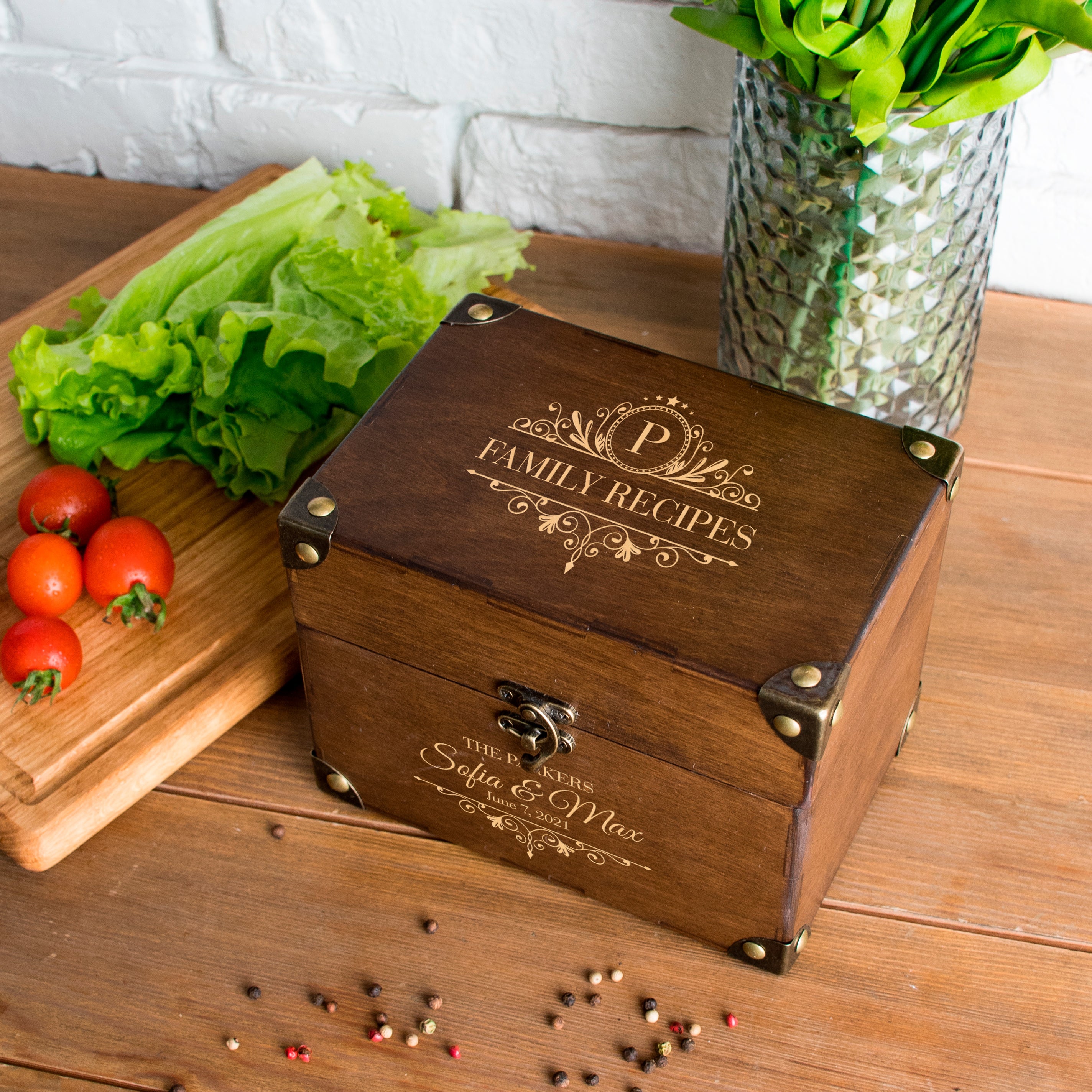 Recipe Box for Bridal Shower - Customized Recipe Box for Daughter on Wedding