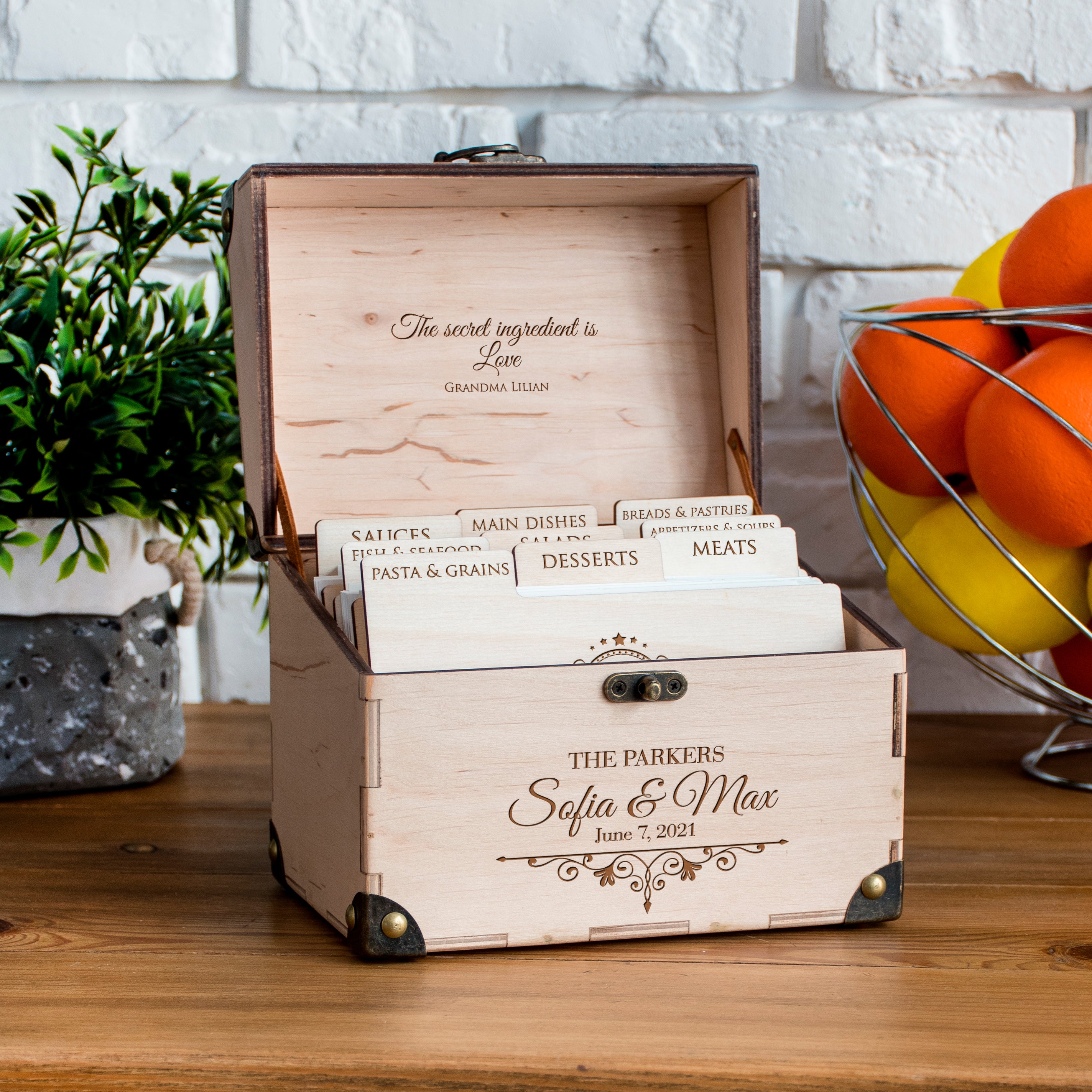 Recipe Box for Bridal Shower - Customized Recipe Box for Daughter on Wedding