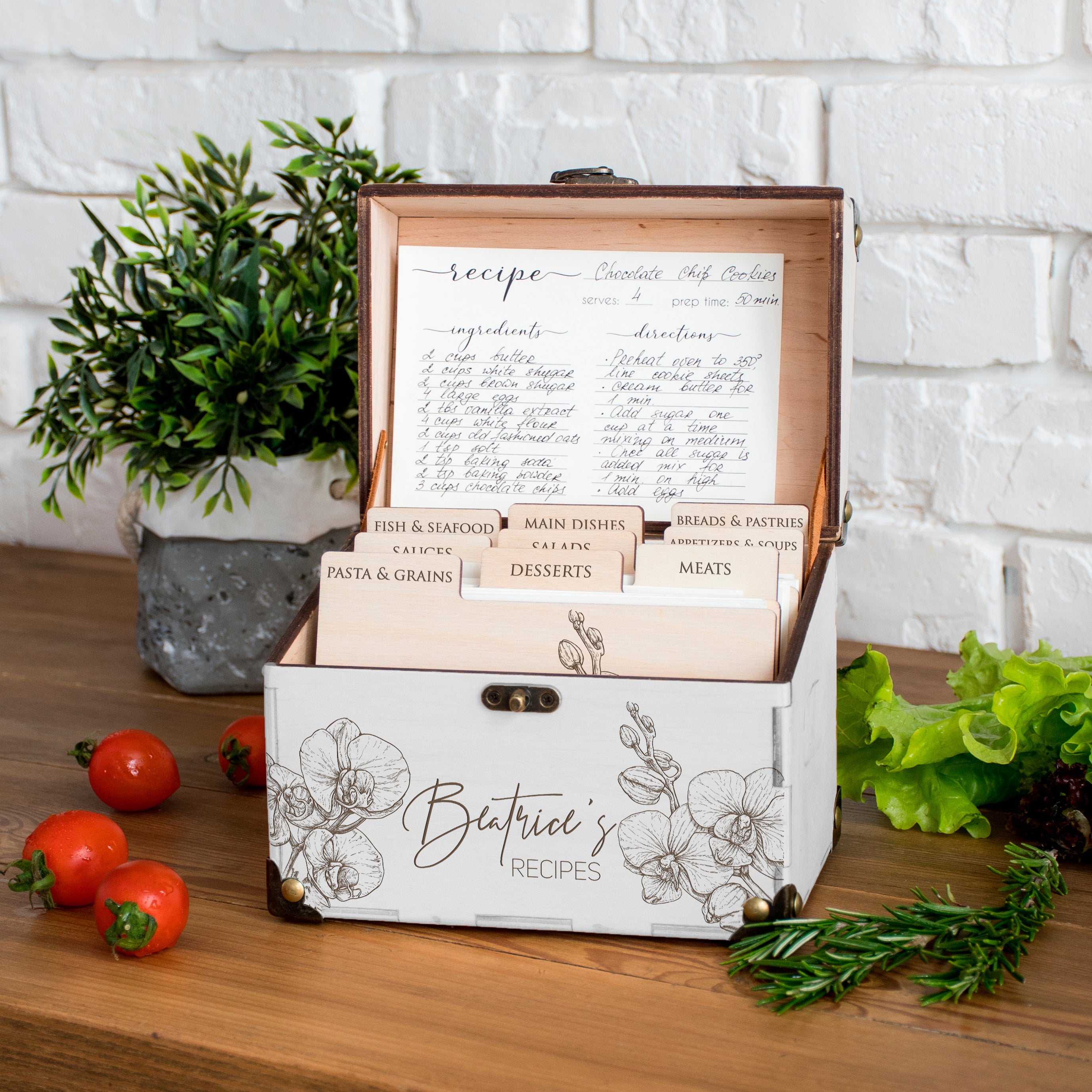 Floral Recipe Card Box 4x6 My Kitchen My Rules - Gift for Daughter in Law