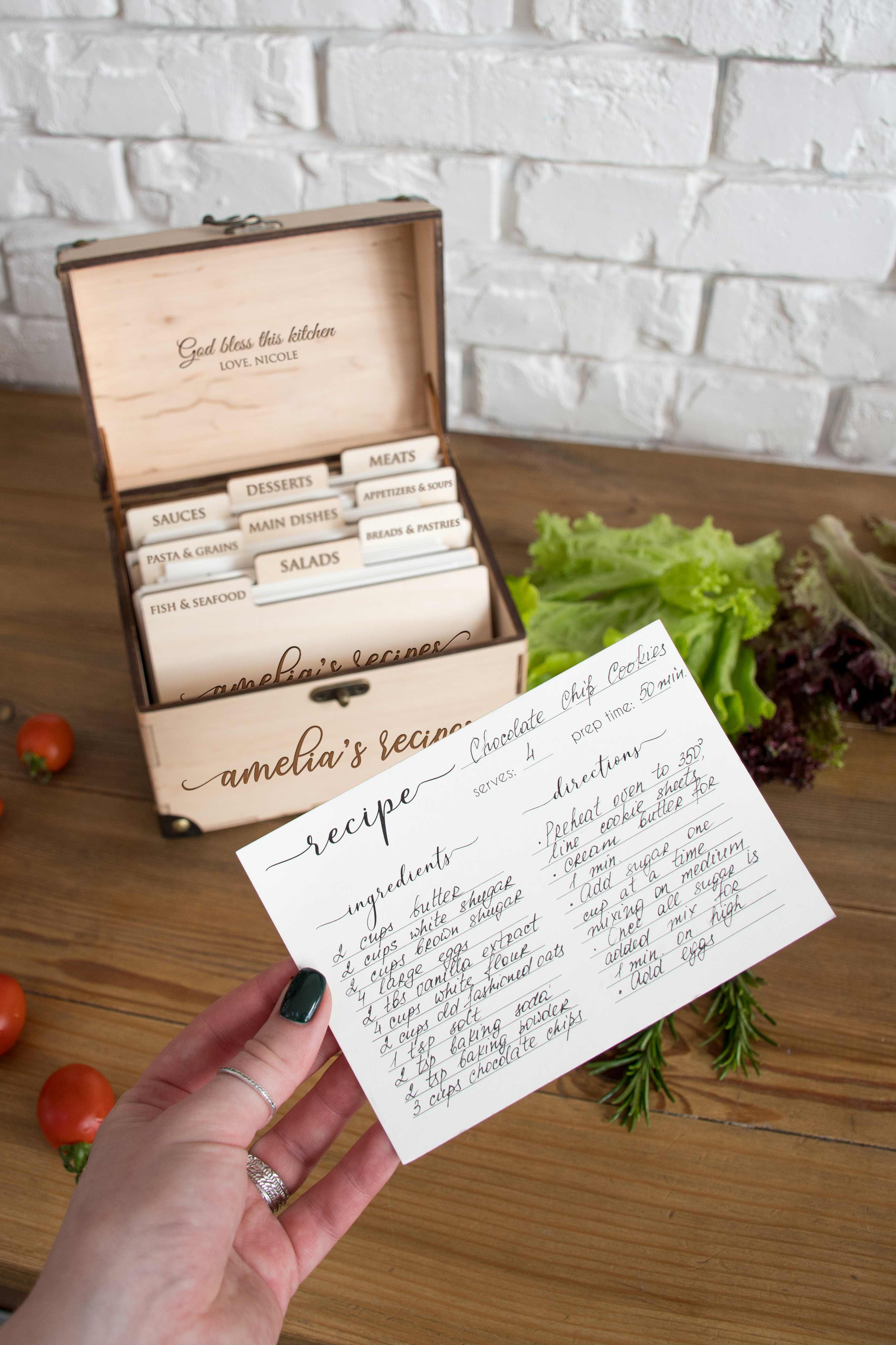 Wooden Recipe Box 4x6 or 5x7 - Personalized Bridal Shower Gift