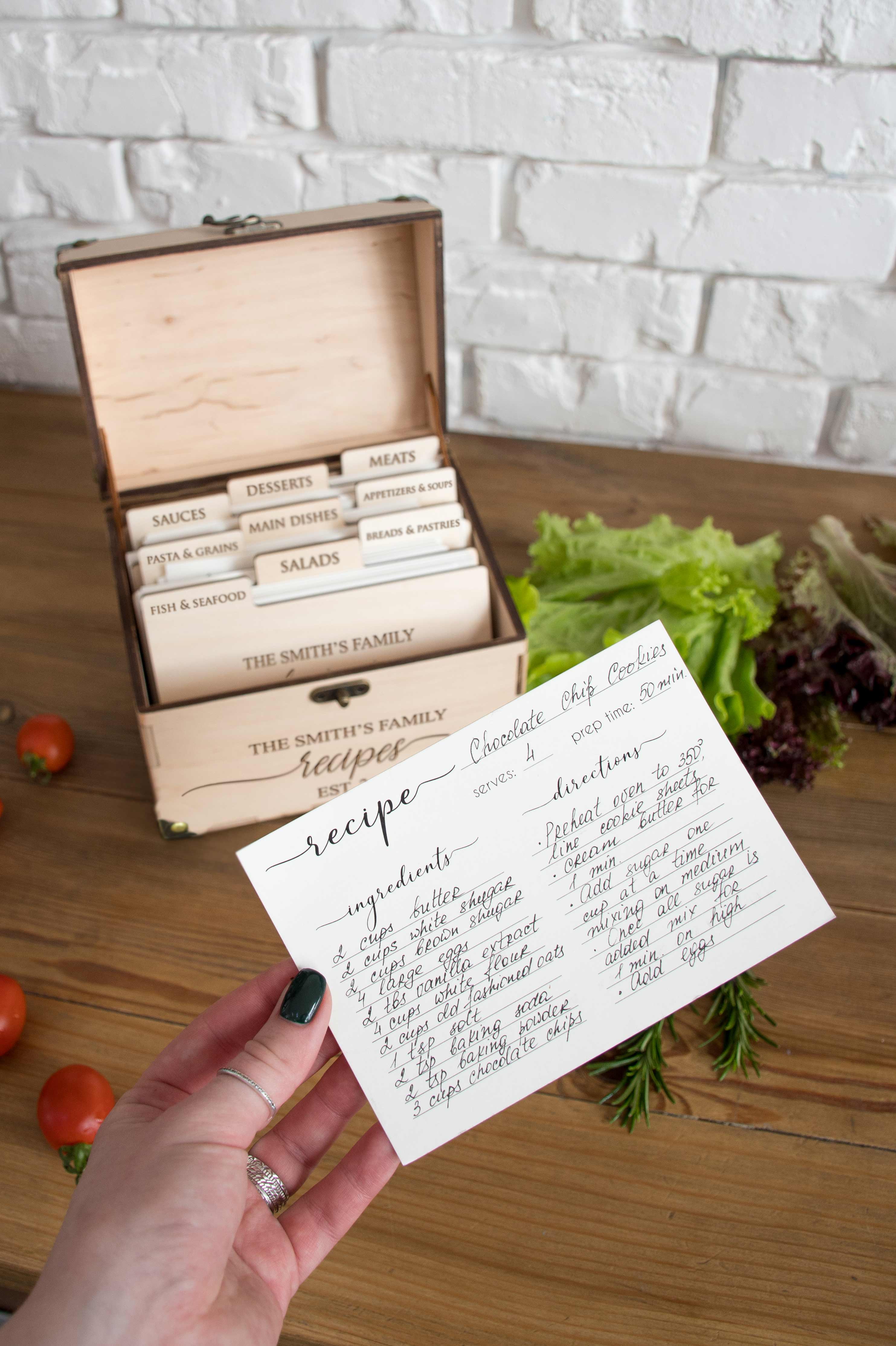 Wooden Recipe Card Box - Mothers Day Gift for Daughter