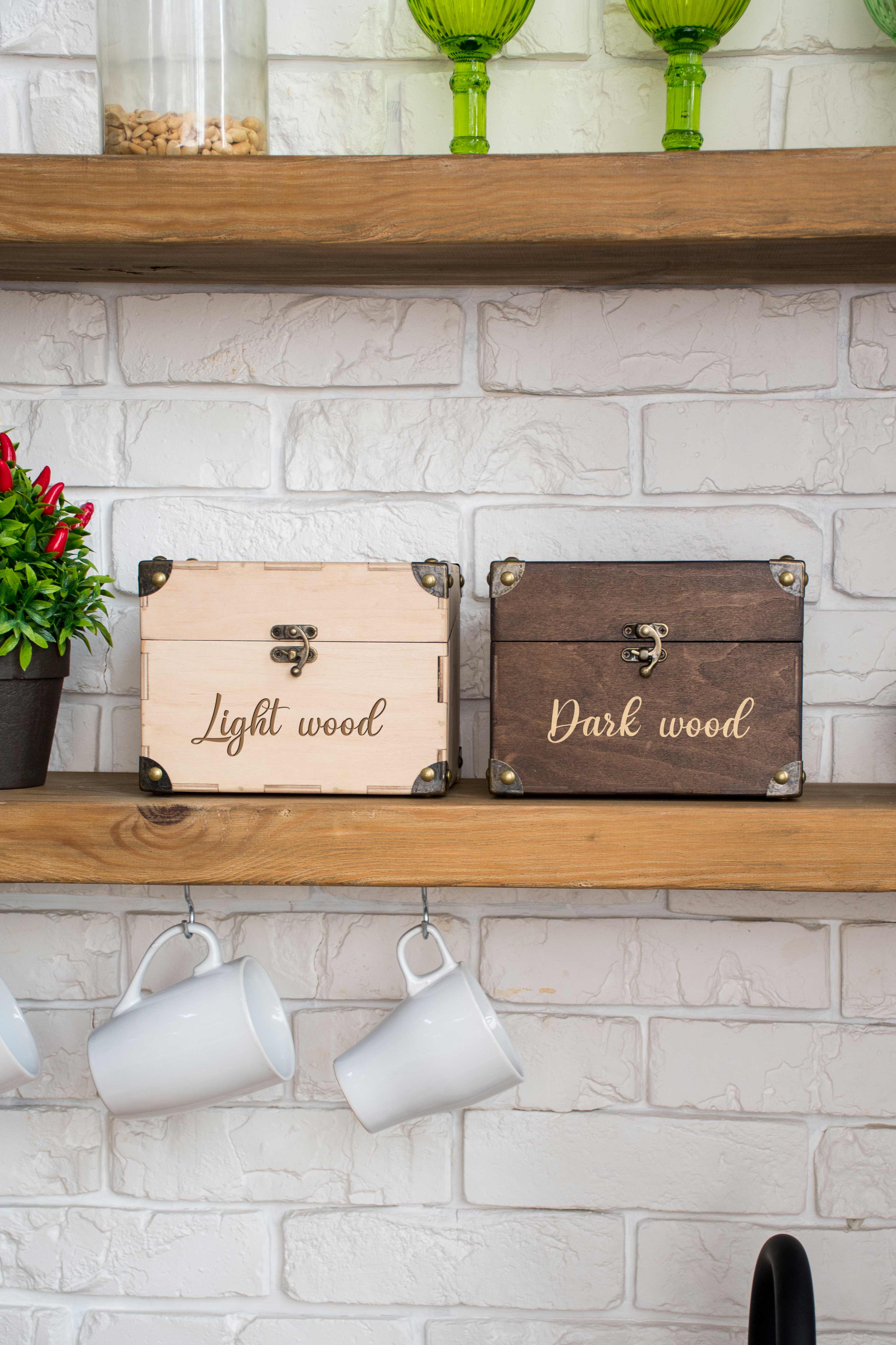 Wooden Heirloom Recipe Box with Dividers and Cards - Kitchen Recipe Storage Box