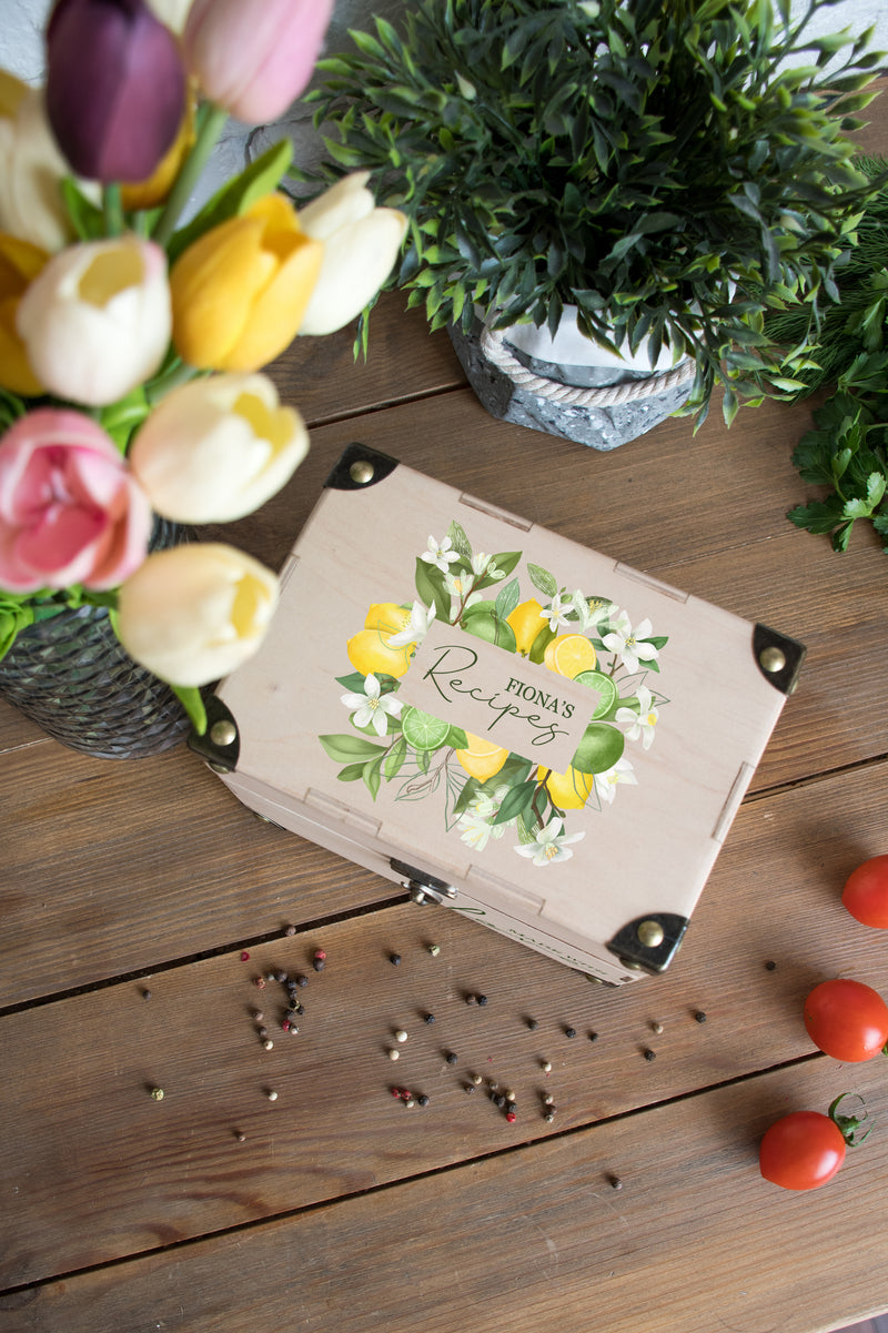Wooden Recipe Box and Cards - Thanksgiving gift for mom