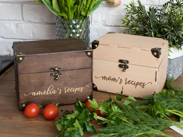 Wooden Recipe Box 4x6 or 5x7 - Personalized Bridal Shower Gift
