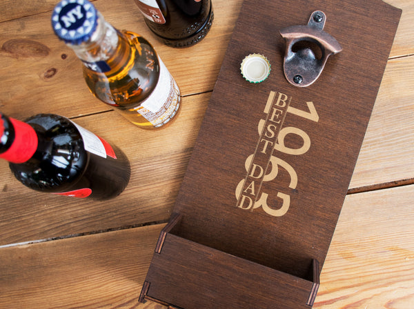 Engraved Wood Wall Beer Opener - Mancave Gifts