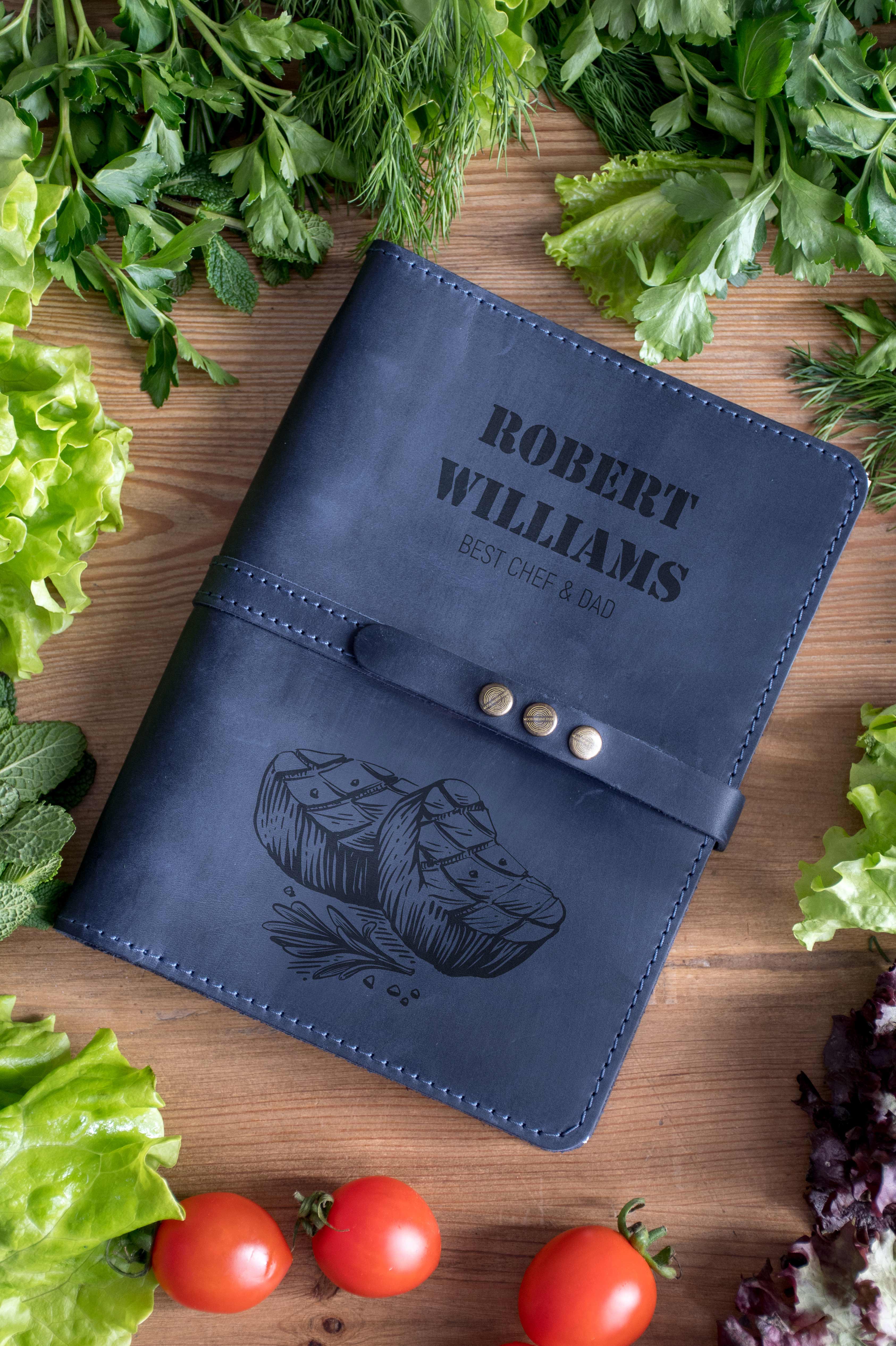 Personalized Leather Cookbook - Christmas Gift for Dad