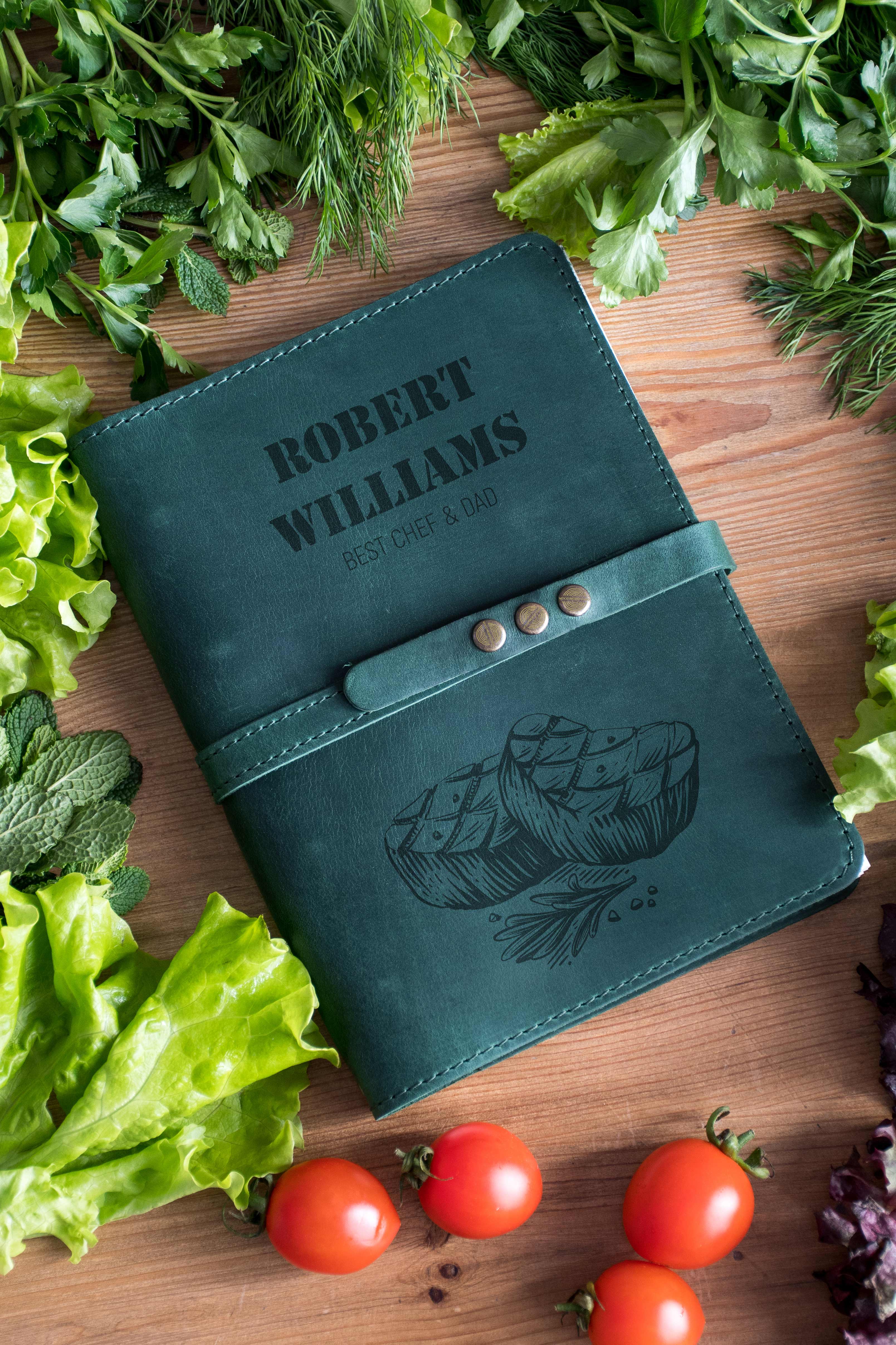 Personalized Leather Cookbook - Christmas Gift for Dad