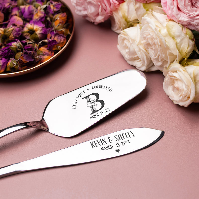 Personalized Cake Server Set - Anniversary Gift for Couple