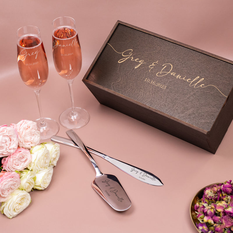 Unique Wedding Toasting Glasses & Personalized Cake Knife and Server