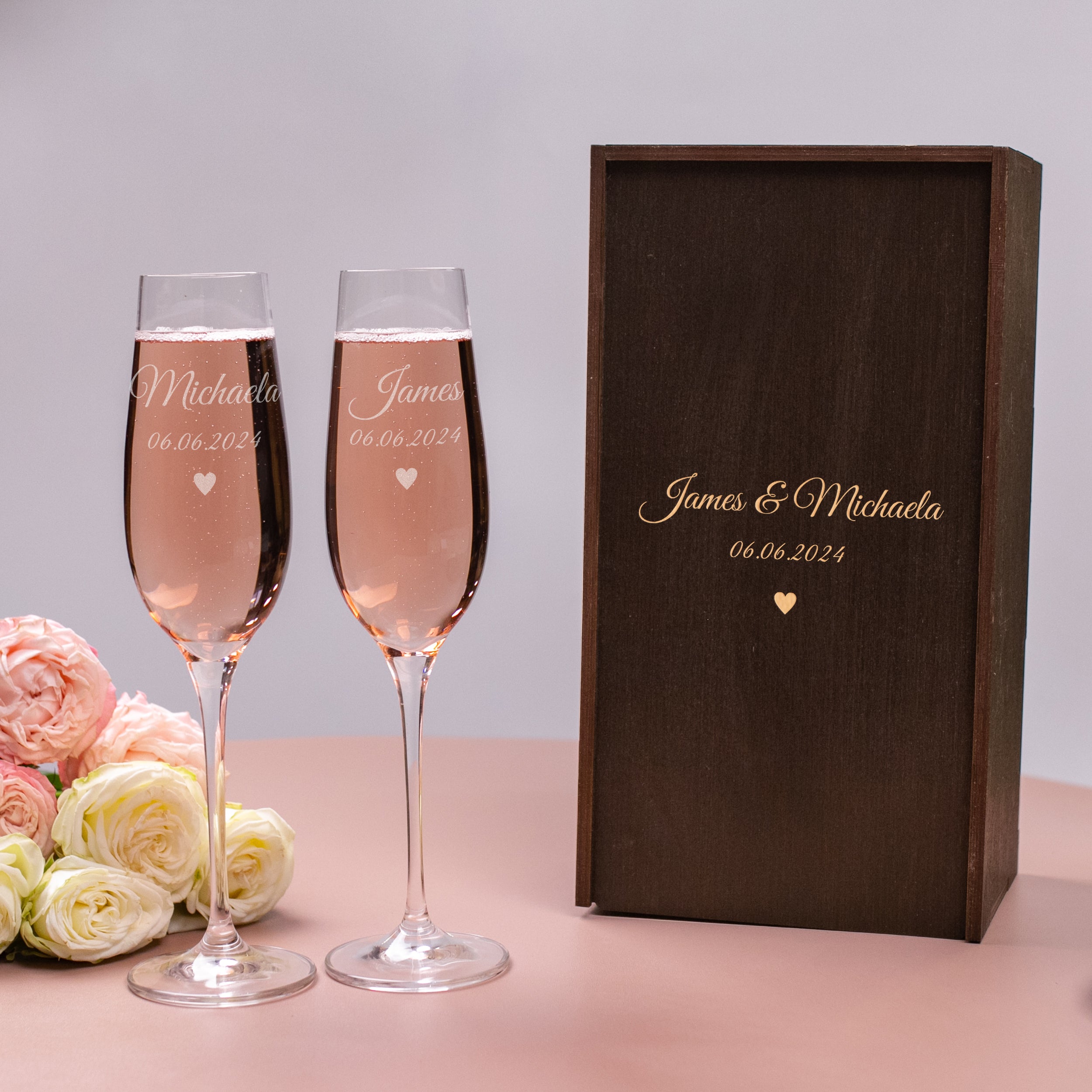 Personalized Cake Server & Knife and Champagne Flutes - Wedding Gift