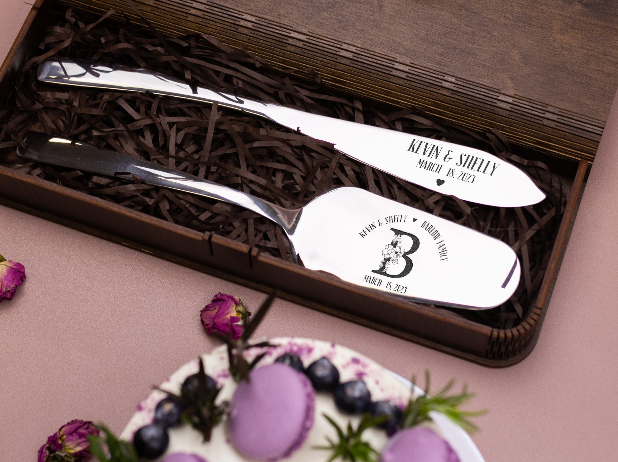 Personalized Cake Server Set - Anniversary Gift for Couple