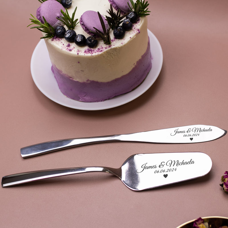 Customizable Wedding Cake Knife Set Rustic Personalized Cake